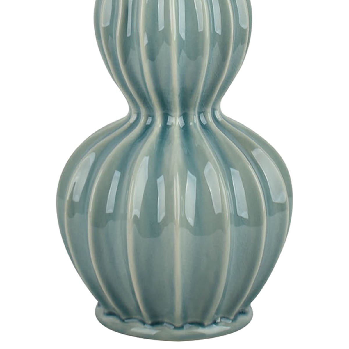 Providence Green Ceramic Double Gourd Medium Table Lamp Base, 19"