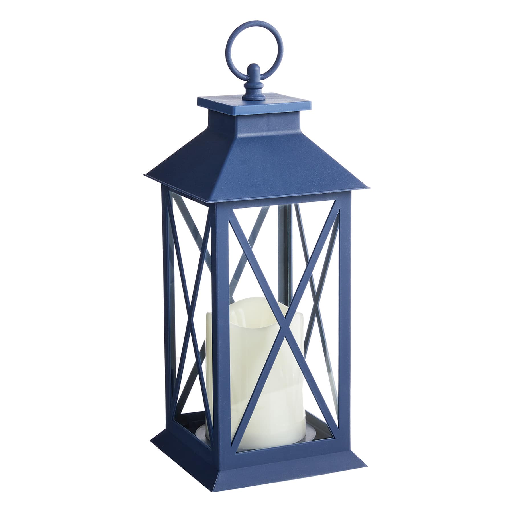Navy Blue LED Lantern, 12"