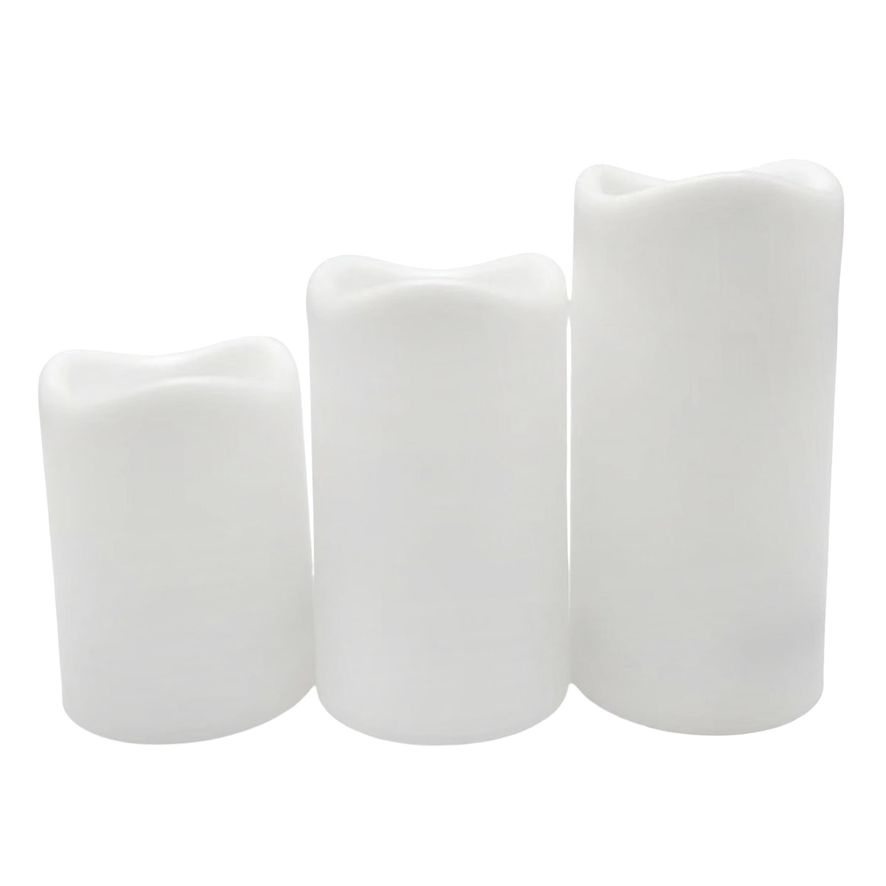 3-Pack White All Weather LED Pillar Candles, 3x4/3x5/3x6