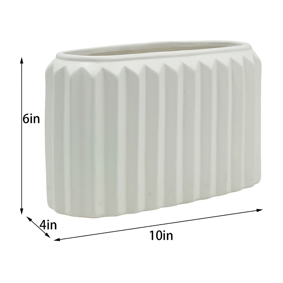 Crosby St. Indoor Harlow Pleat White Planter, Medium