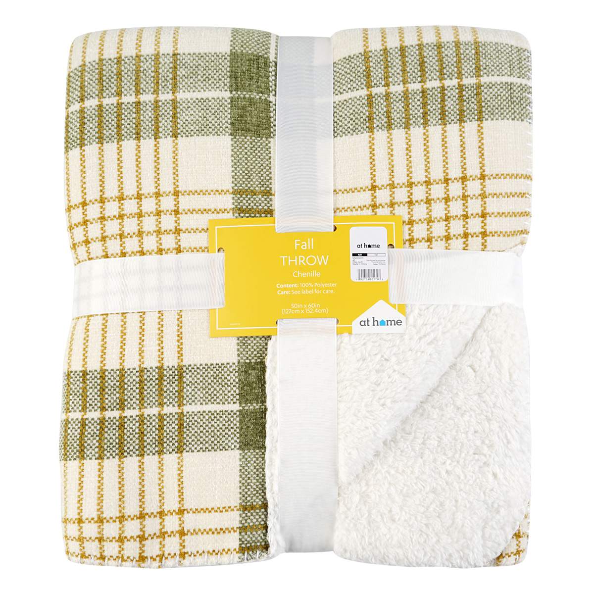 Green Plaid Plush & Reversible Sherpa Throw Blanket, 50x60