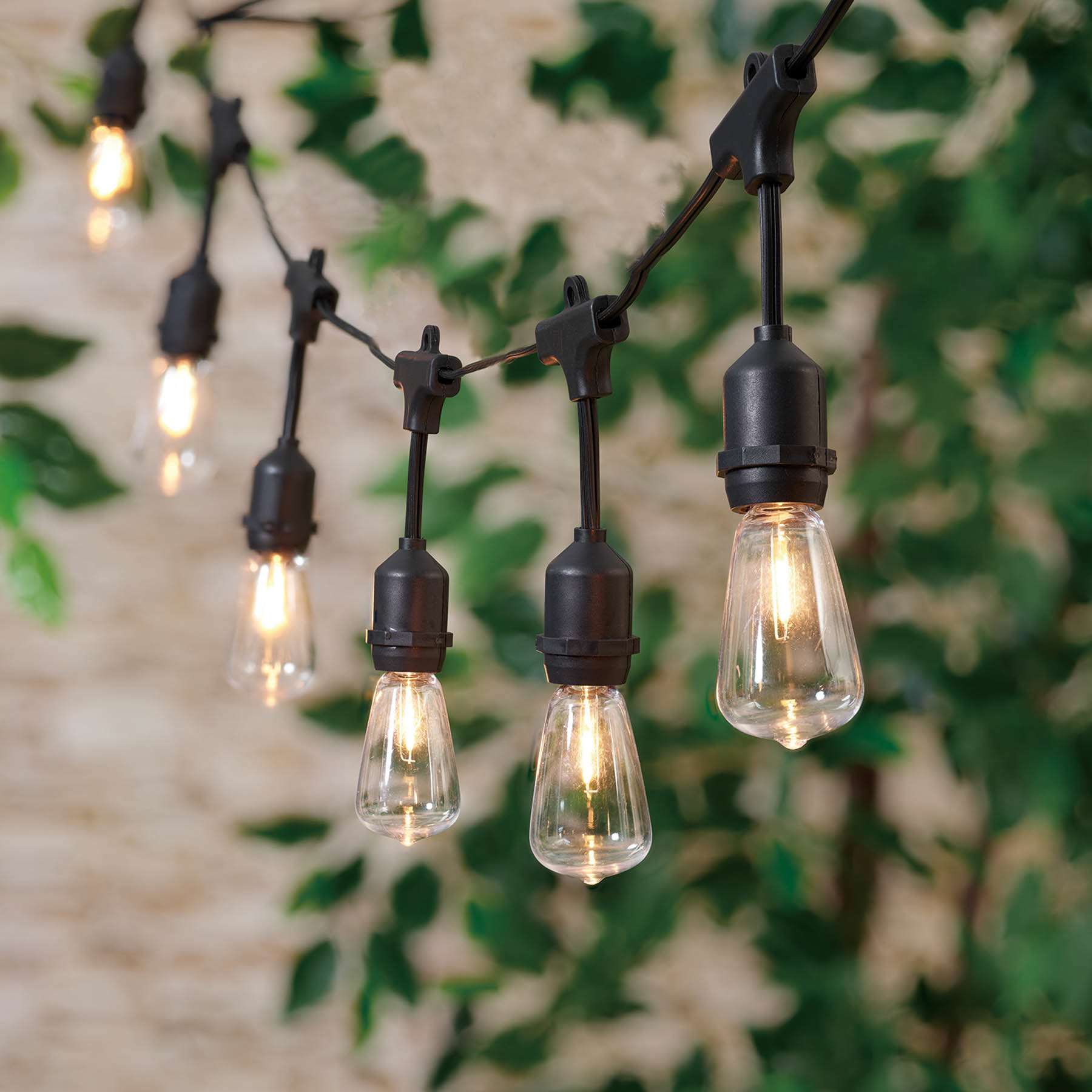 15-Count LED Filament Bulb Edison String Lights with Black Commercial Wire