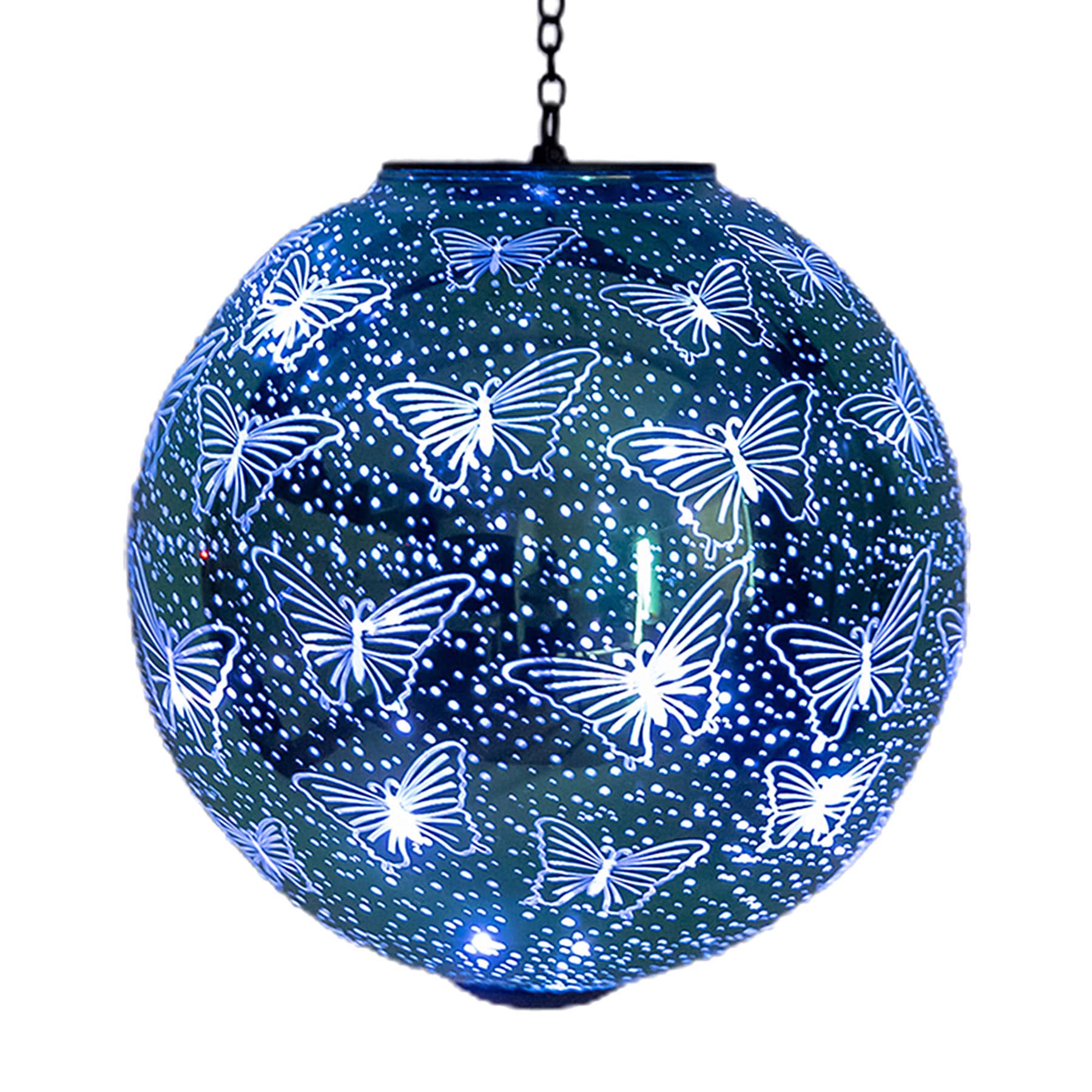 Blue Hanging Ball Outdoor Solar Lantern, 18"