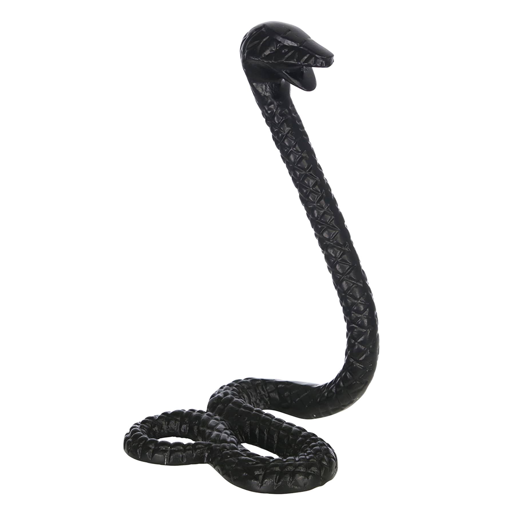 Black Metal Snake Figurine, 10"