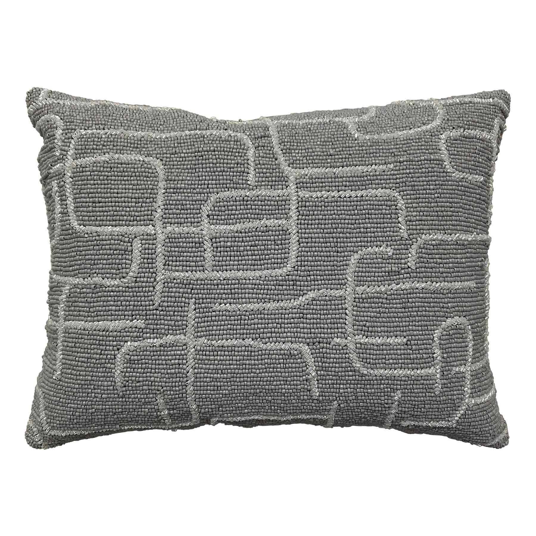 Laila Ali Grey Abstract Beaded Throw Pillow, 12x16