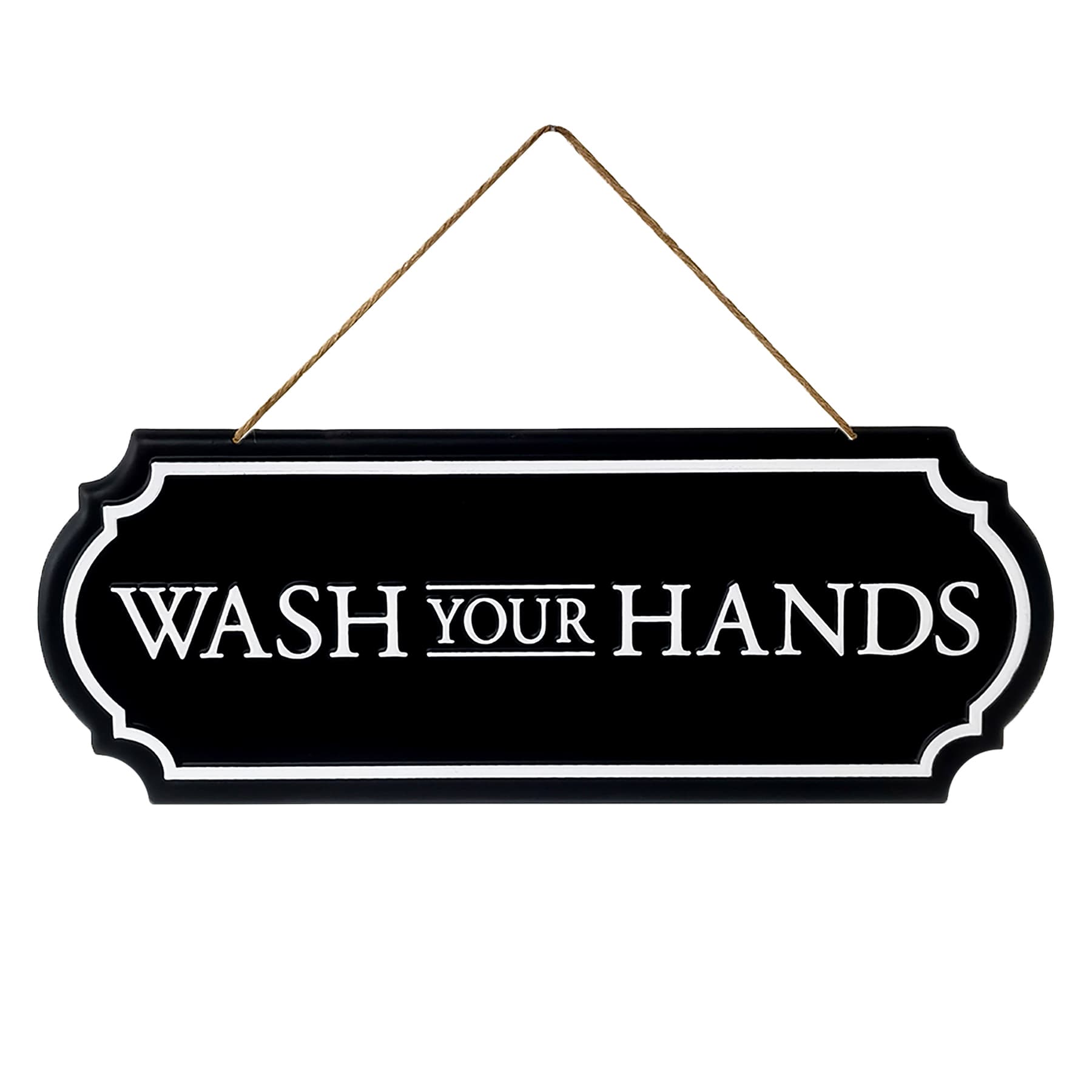 Wash Your Hands Metal Hanging Wall Decor, 6x16