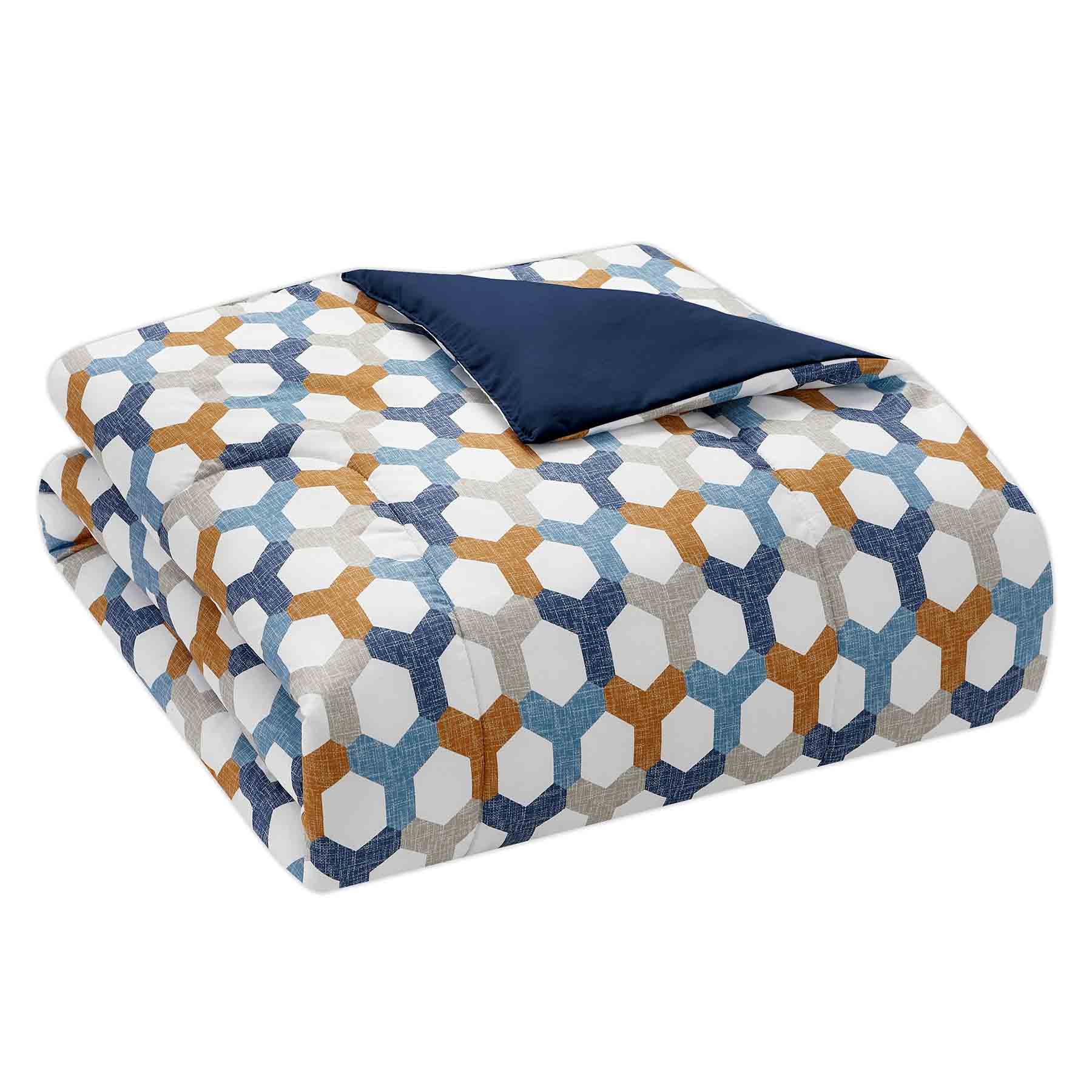 8-Piece Elle Multicolor Lattice Design Essential Comforter Set, King
