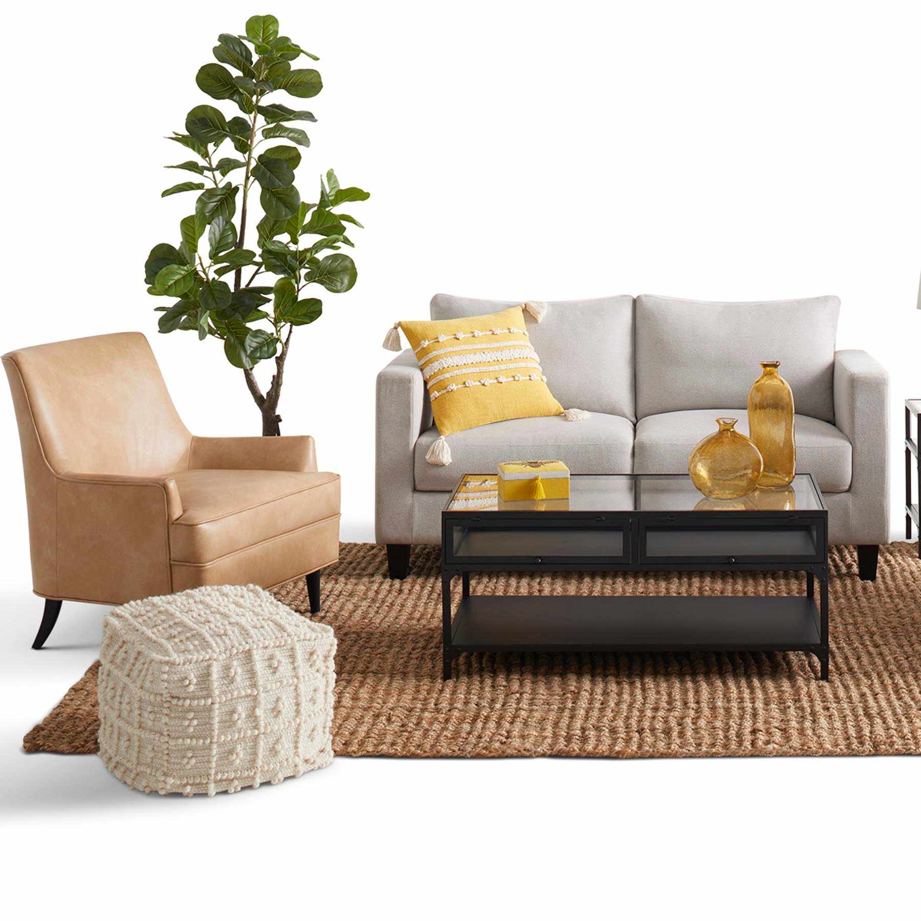 Honeybloom Knots Cream Pouf