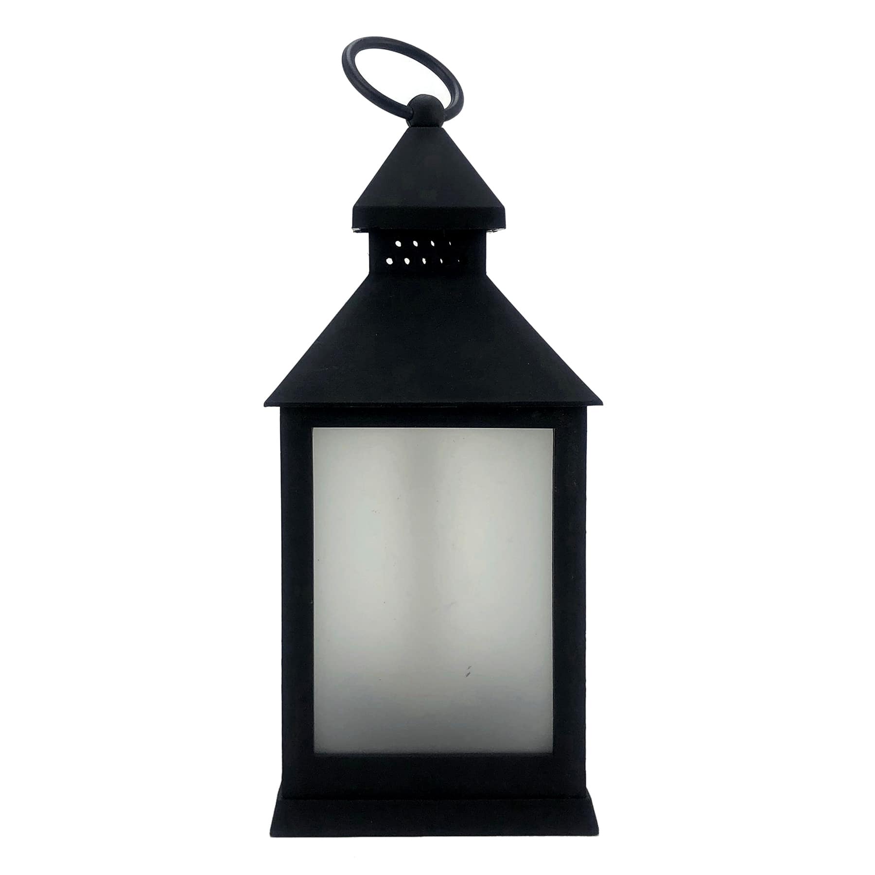 Black LED Flame Lantern, 9.5"