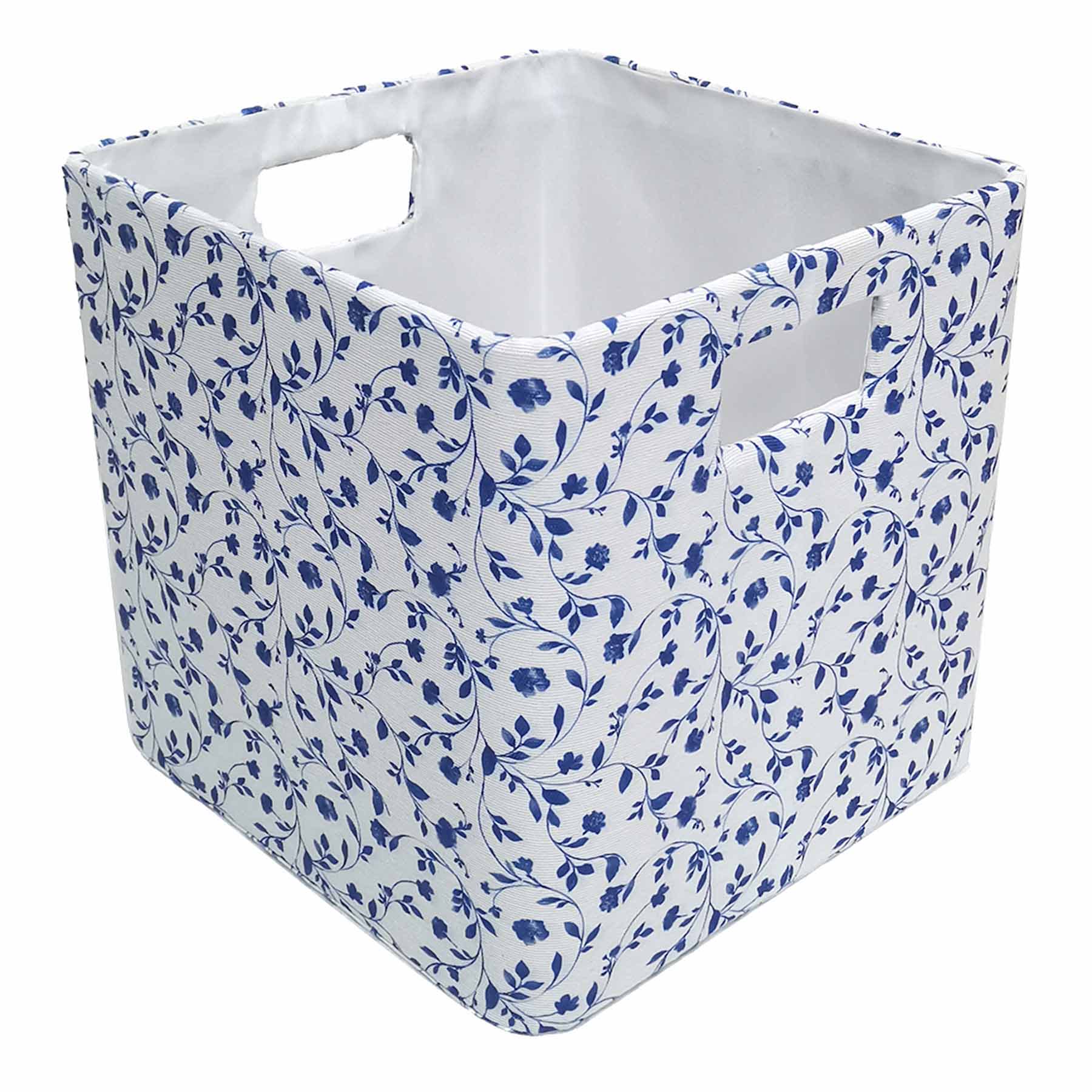 White & Light Floral Fabric Modular Cube, 10.5"