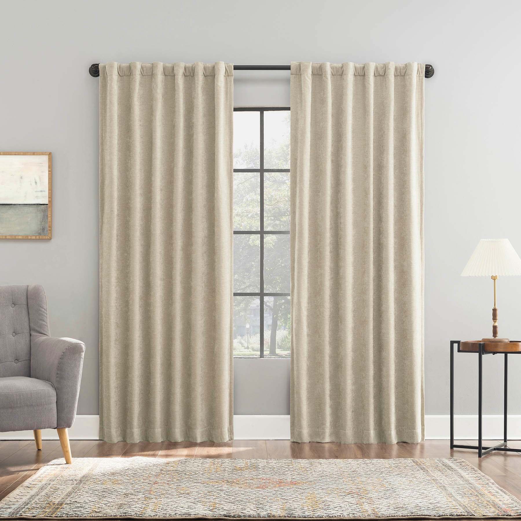 Sun Zero Velvet Taupe Double Magnet Blackout Window Panel, 84"