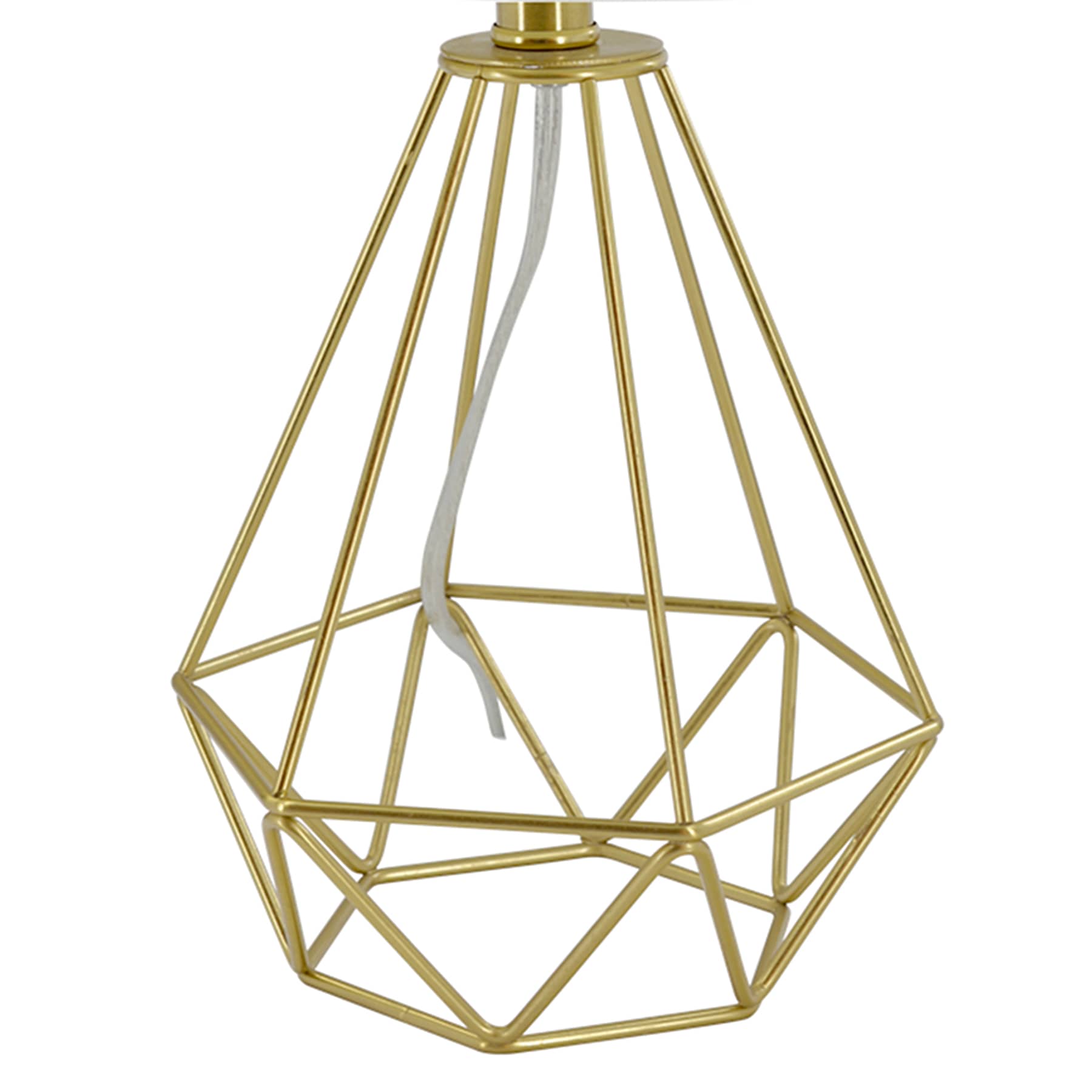 Brass Wire Small Table Lamp with Shade, 17.5"