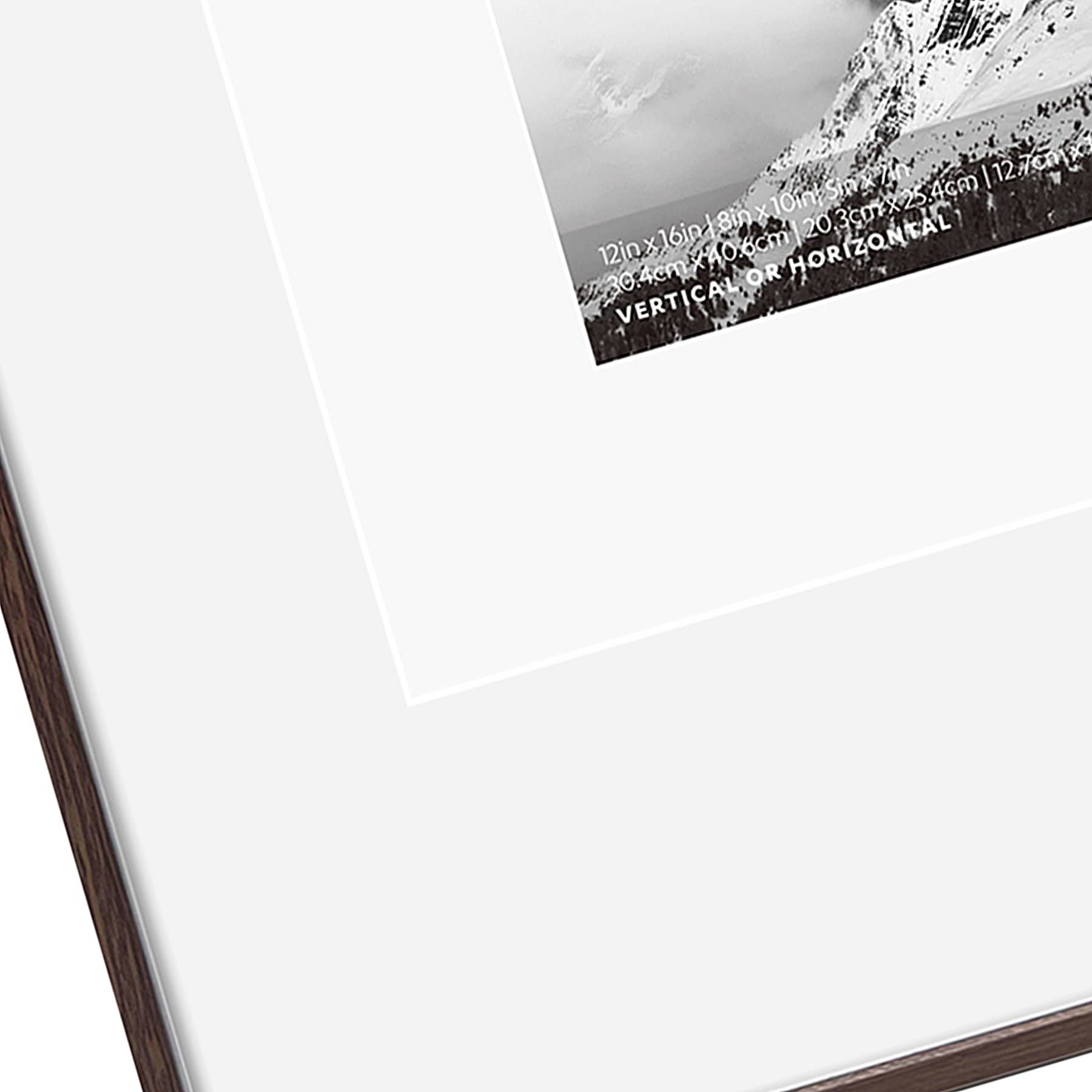 12x16 Walnut Thin Matted to 8x10 & 5x7 Wall Frame