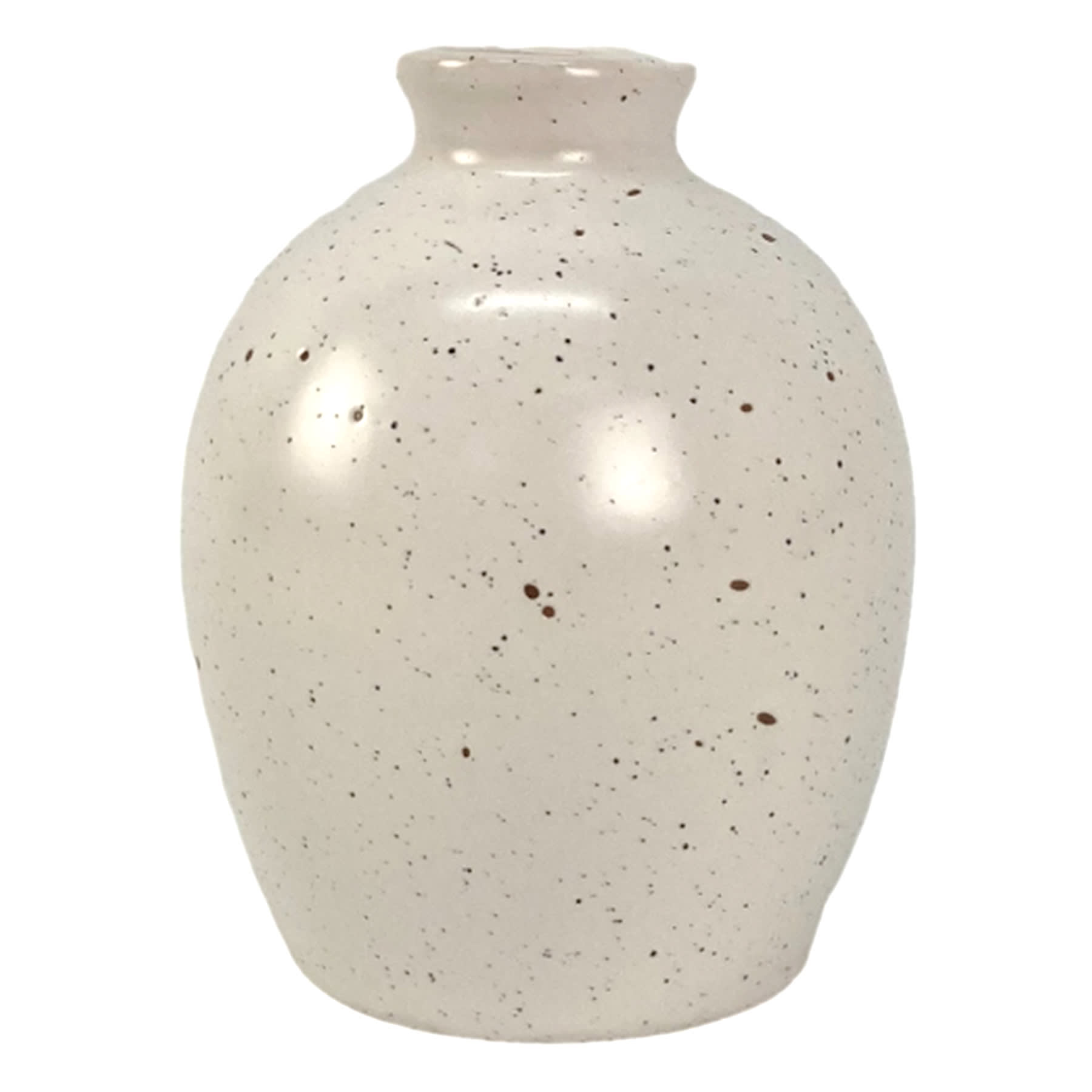 Honeybloom White Speckled Ceramic Vase, 5"