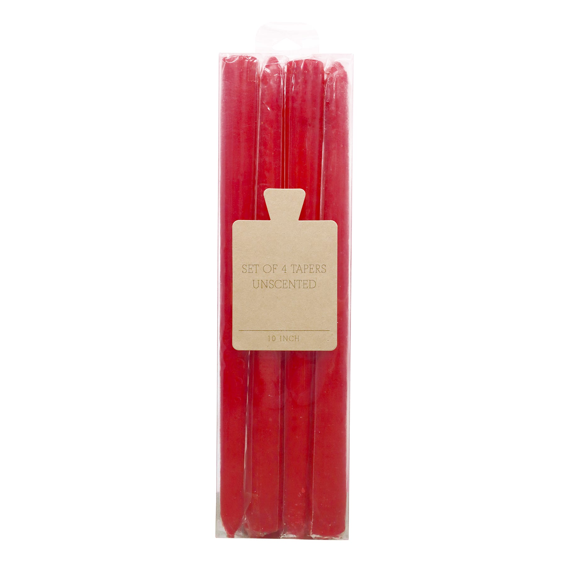 Honeybloom 4-Pack Red Unscented Taper Candles, 10"