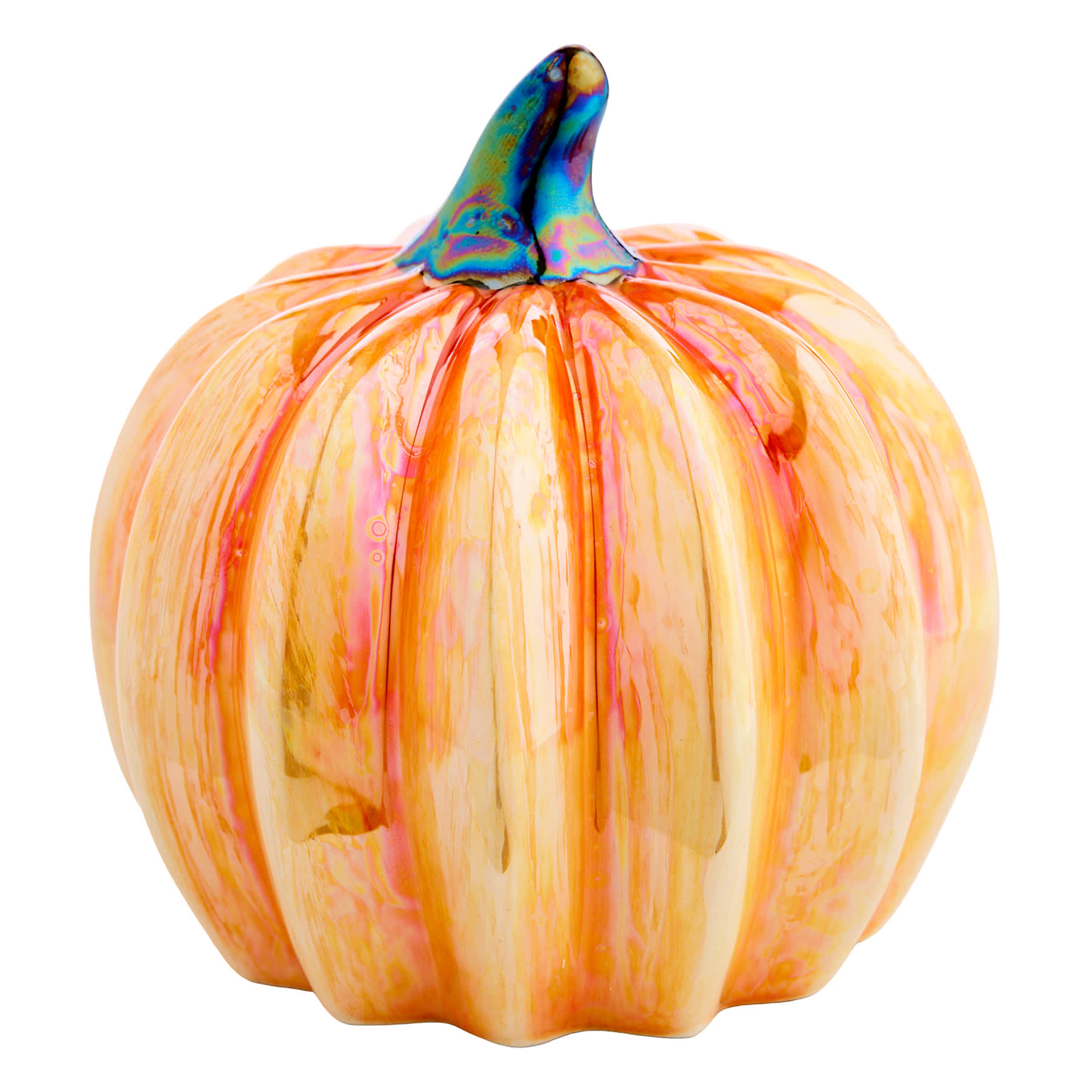 Orange Ceramic Pumpkin, 3.4"
