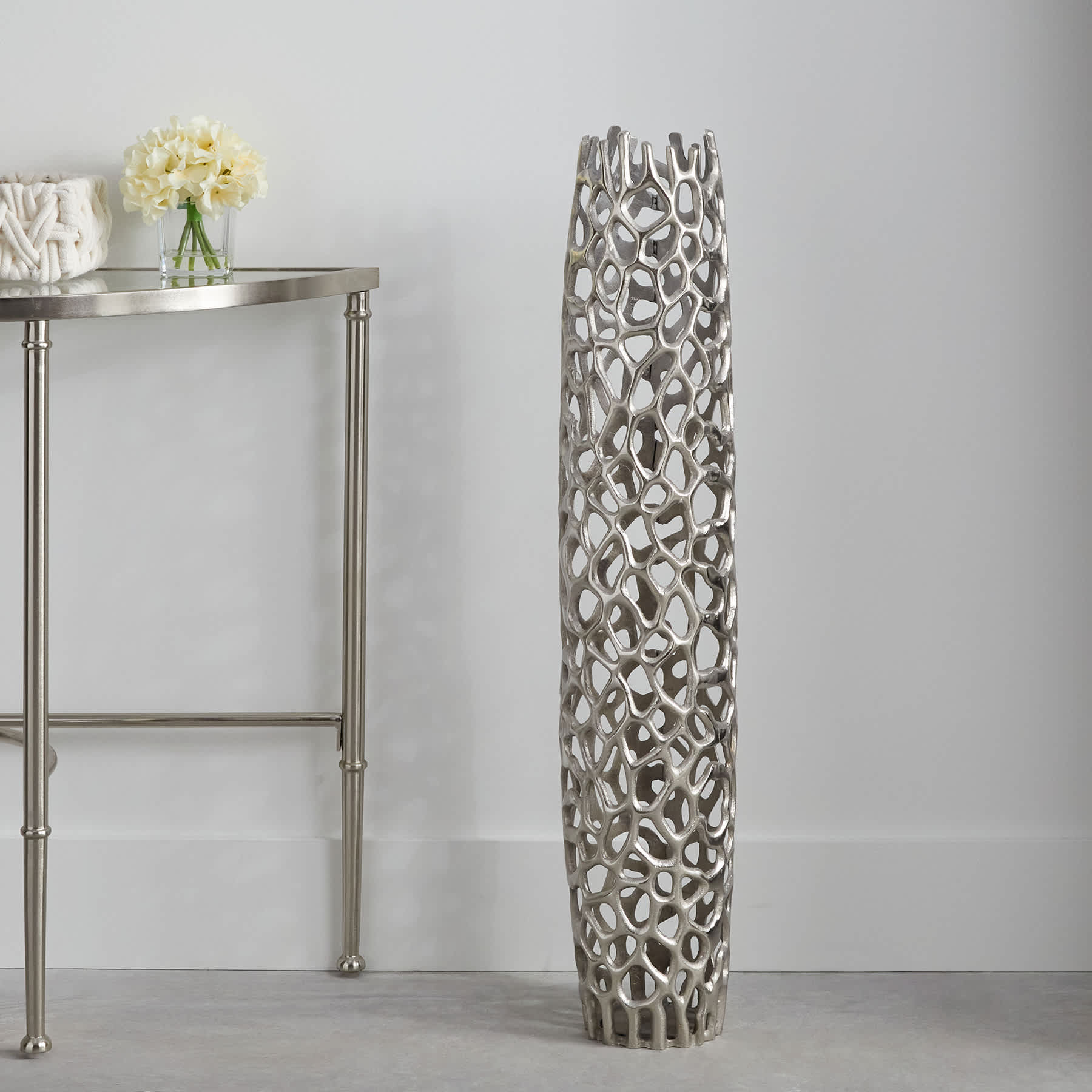 Silver Coral Floor Vase, 36"