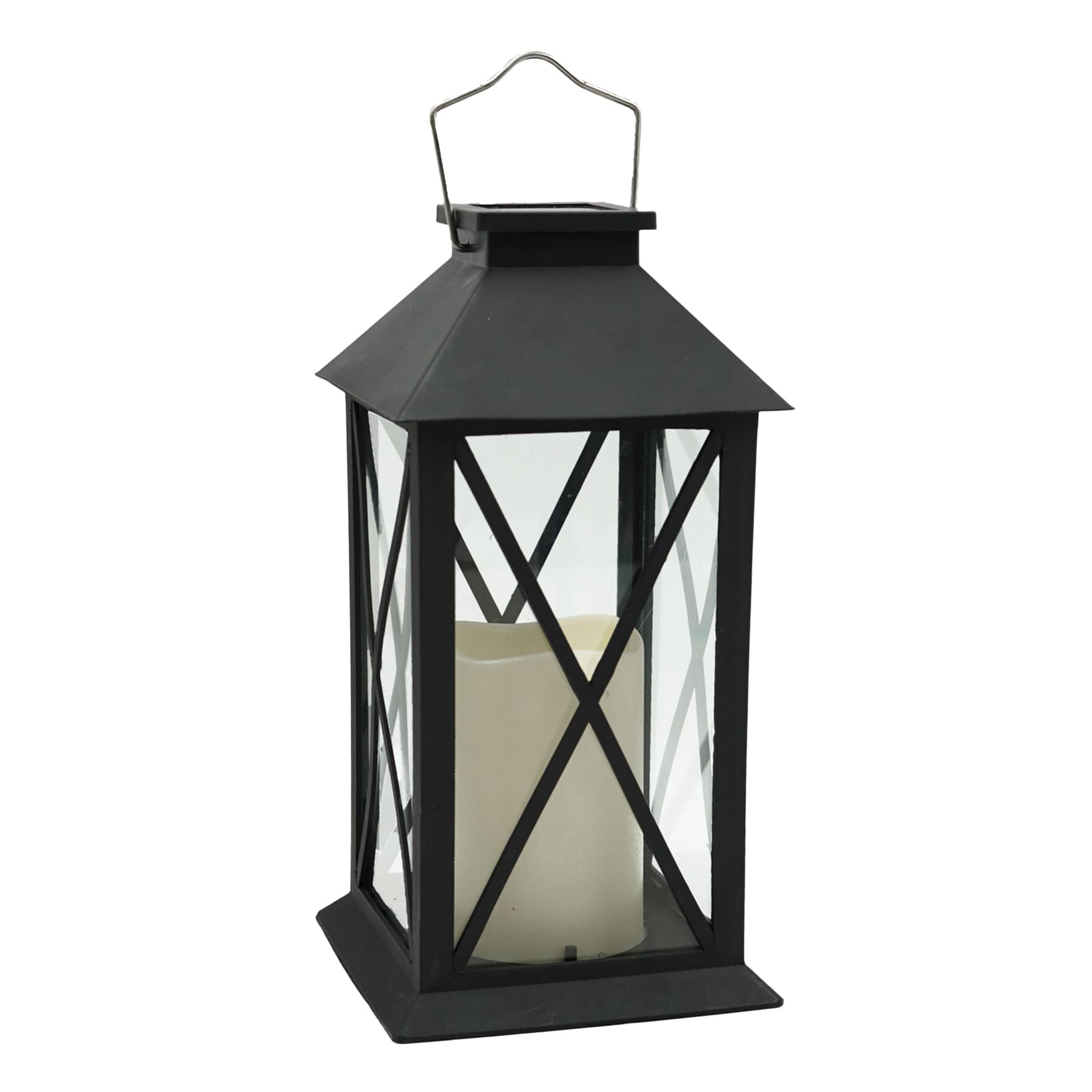 Black Outdoor Solar Lantern, 11"