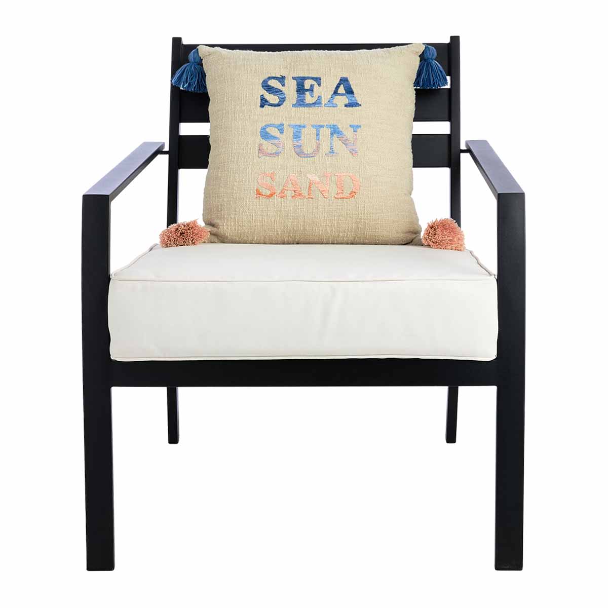 Honeybloom Sea Sun Sand Woven Outdoor Throw Pillow, 18"