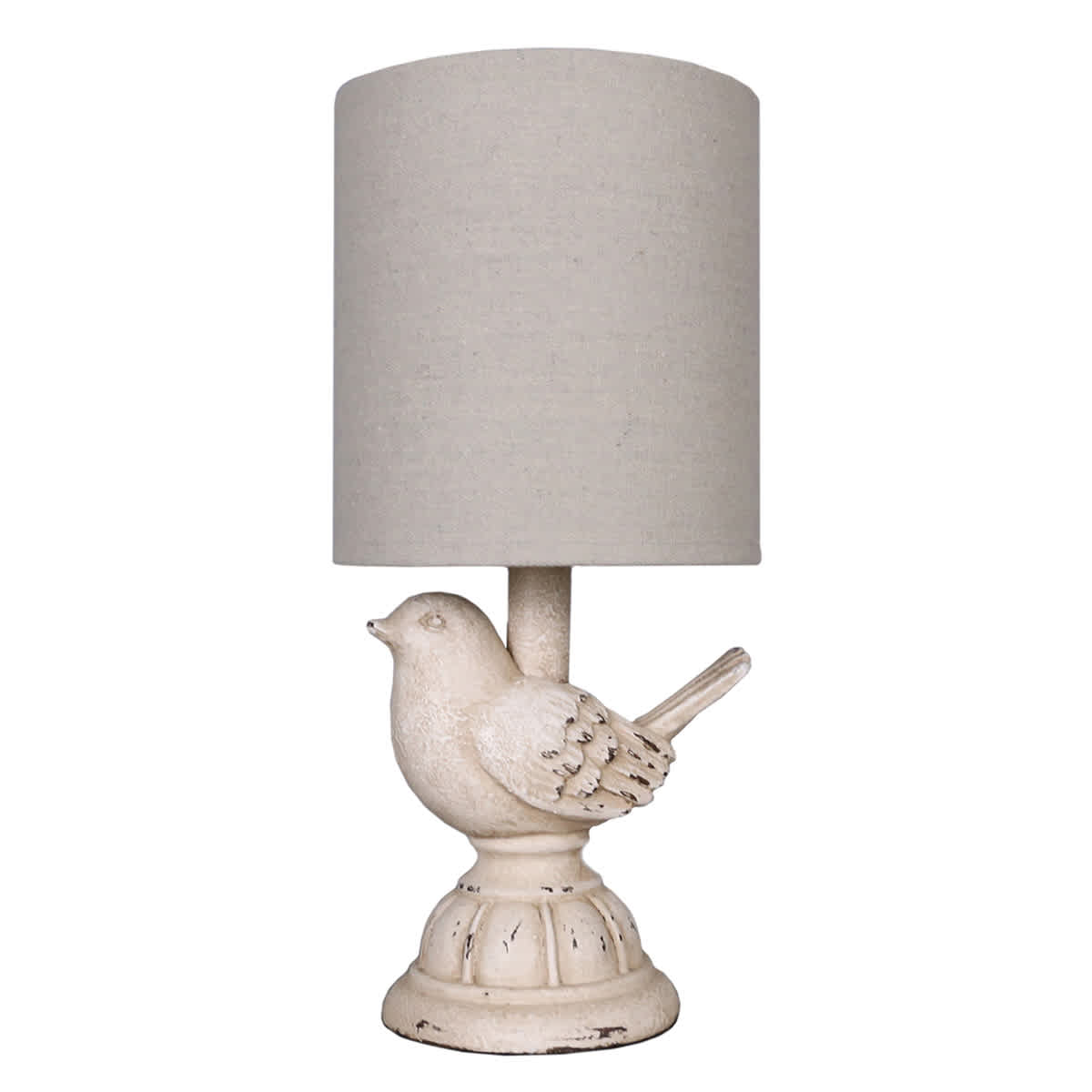 Off White Resin Bird Mini Lamp with Shade, 12.5"