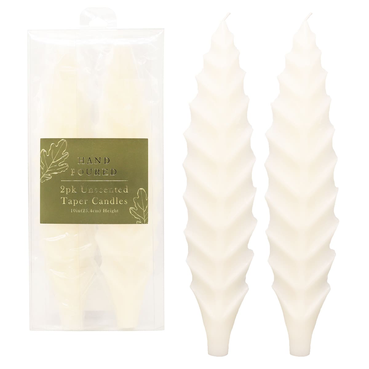 2-Pack Leaf Taper Candles, 10"