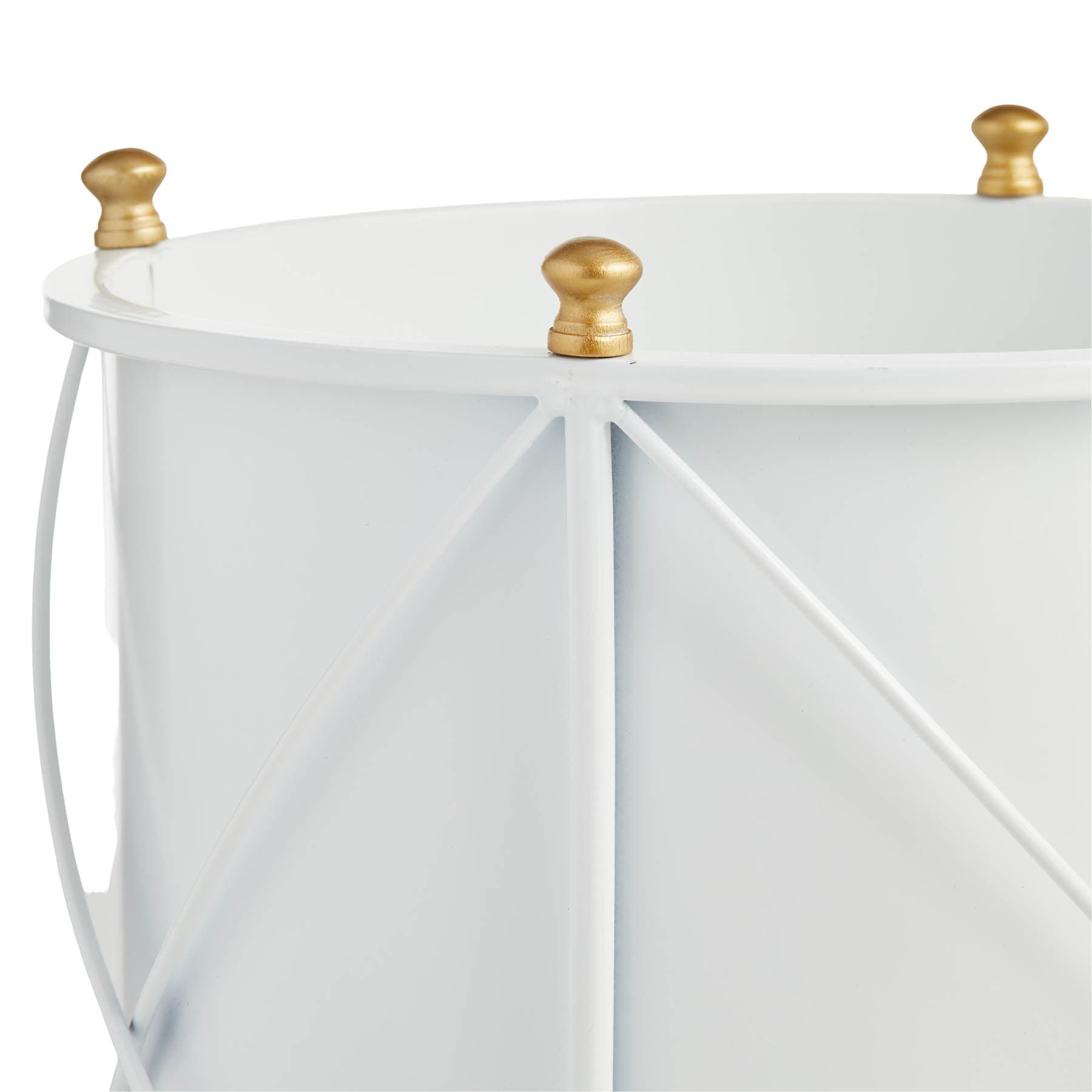 Providence White Round Metal Outdoor Planter, Medium