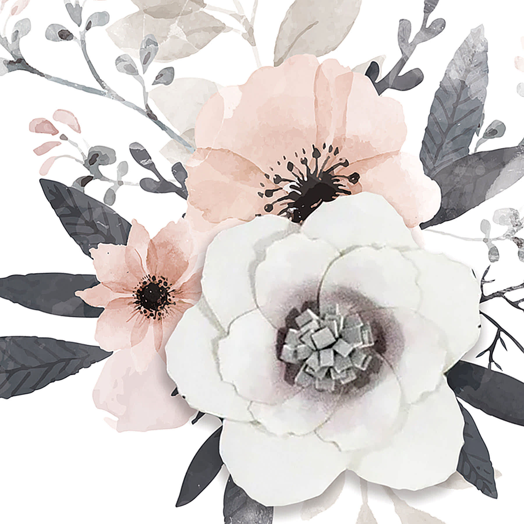 Honeybloom Glass Framed 3D Pink Floral Watercolor Wall Art, 11"