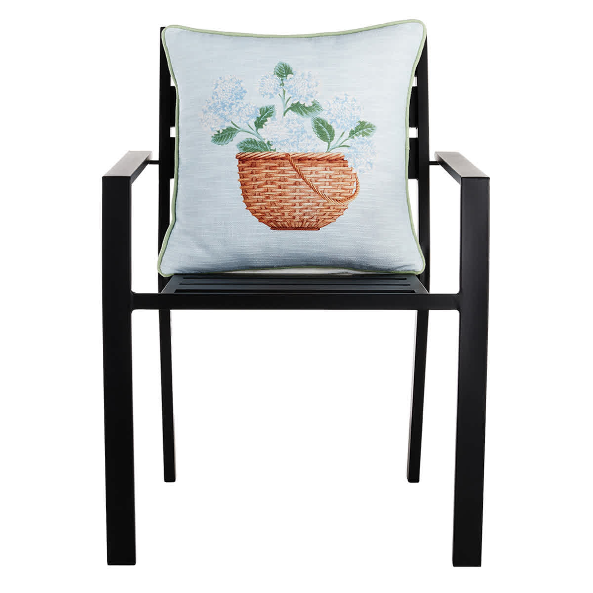 Providence Hydrangea Basket Woven Outdoor Pillow, 18"
