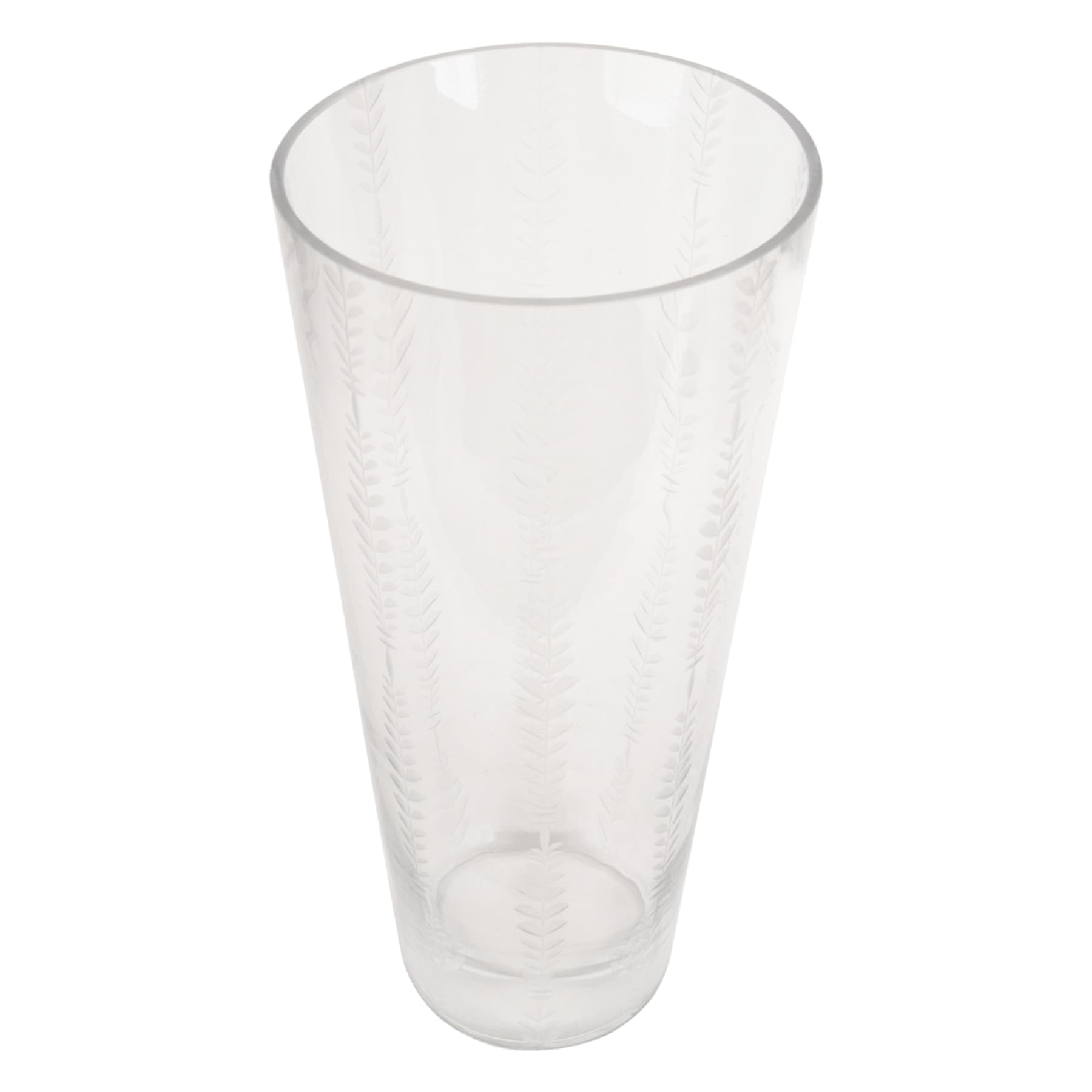 Providence Clear Etched Glass Vase, 12"
