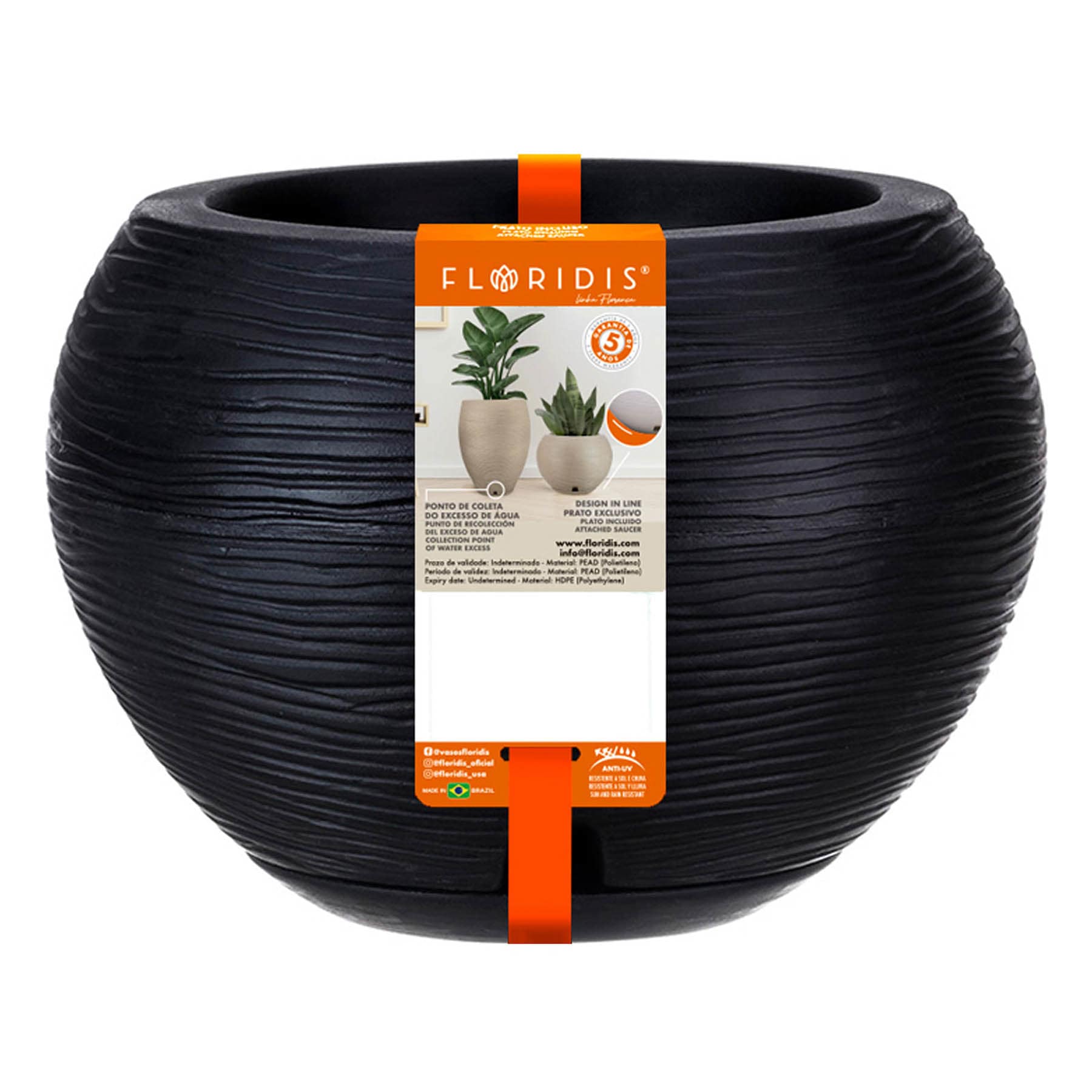 Florenca Black Outdoor Planter, Small