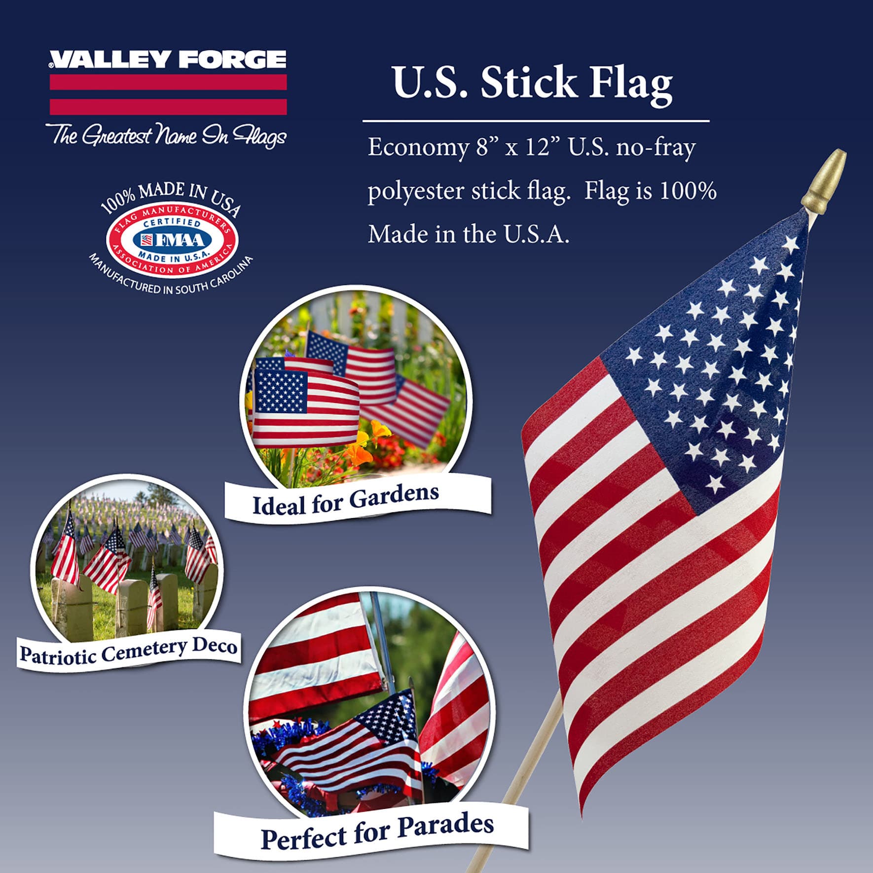 USA Stick Flag, 8x12