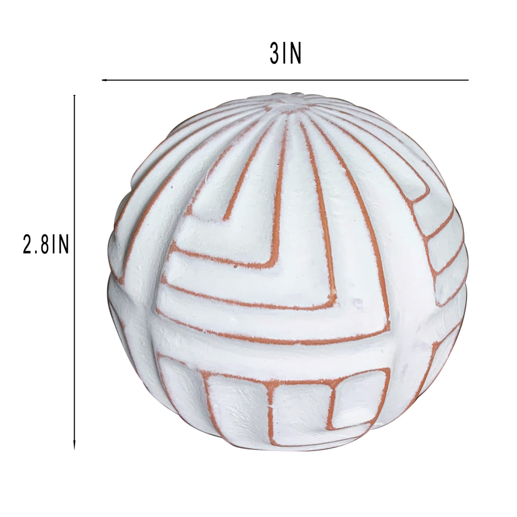 Tracey Boyd White Tribal Ceramic Orb, 3"