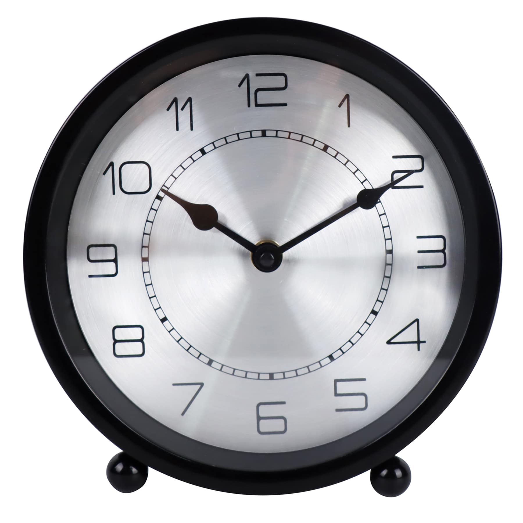 Black Metal Round Table Clock, 8"