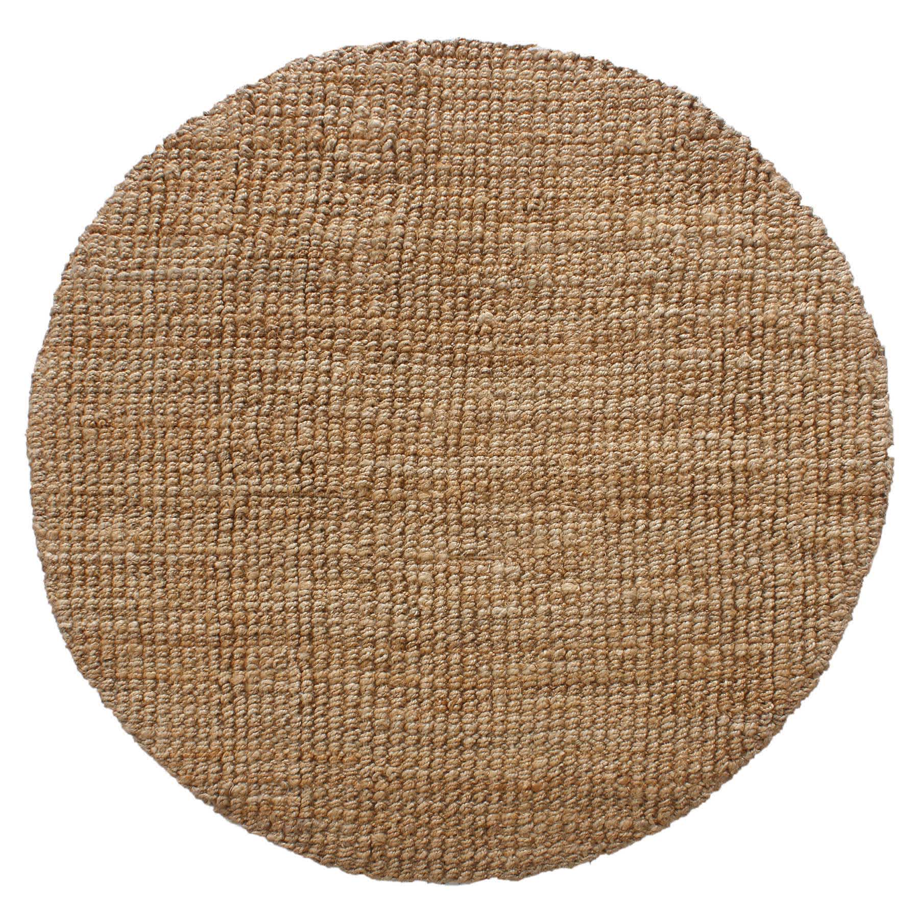 (B181) Honeybloom Boucle Jute Round Area Rug, 6'