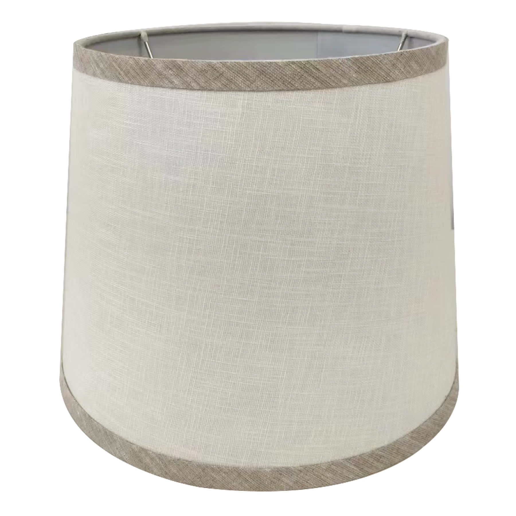 Off-White with Grey Trim Tapered Drum Small Table Lamp Shade, 9x11x9