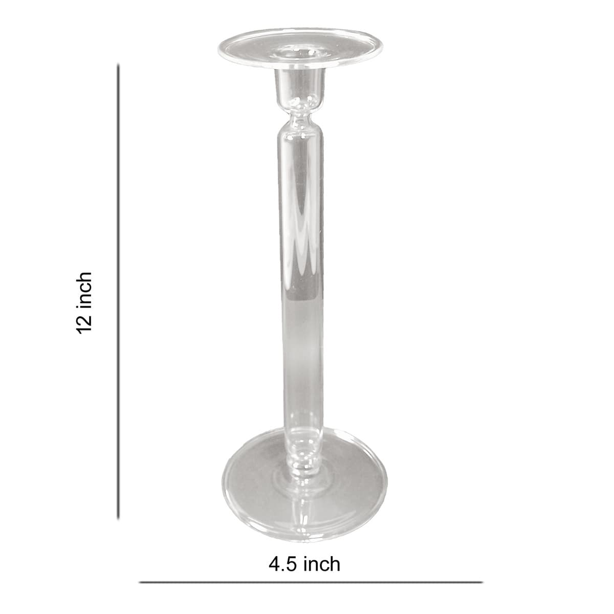 Glass Stem Pillar Candle Holder, 12"