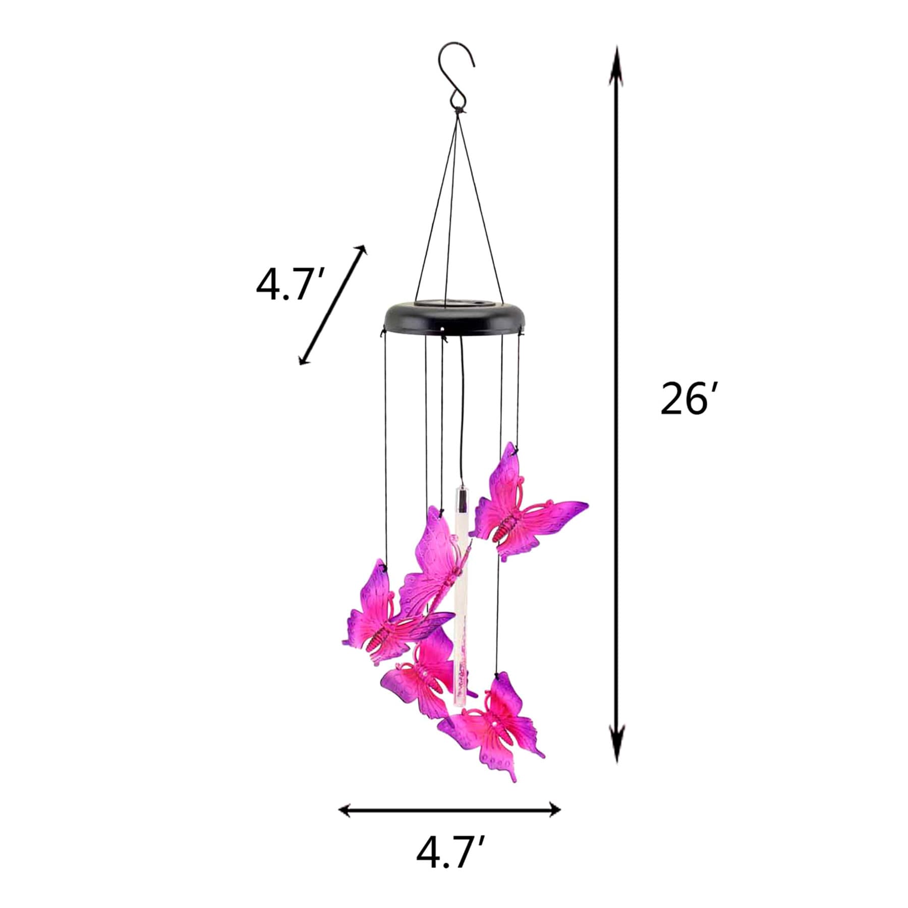 Solar Butterfly Wind Chime, 26"