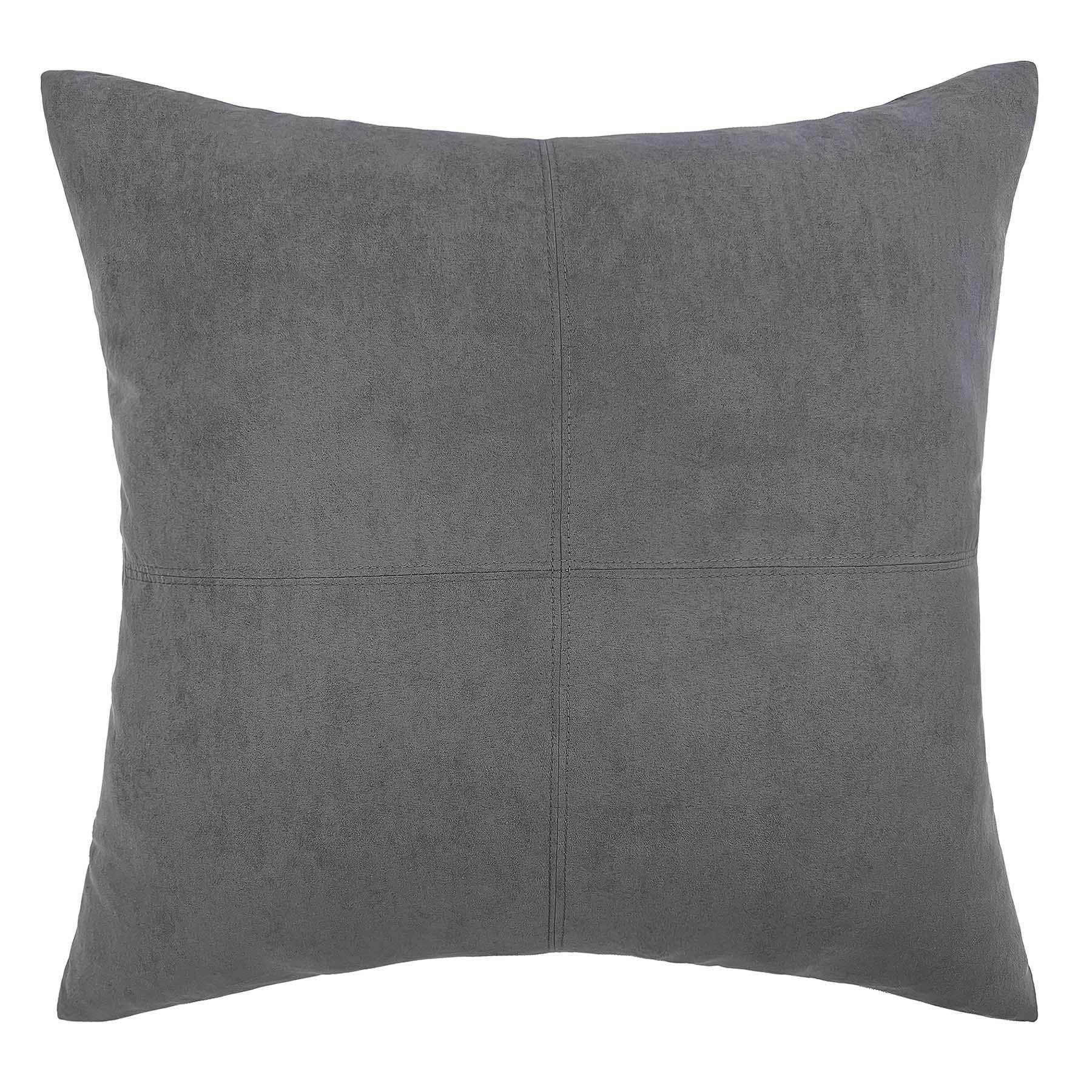 Slate Grey Faux Suede Throw Pillow, 24"