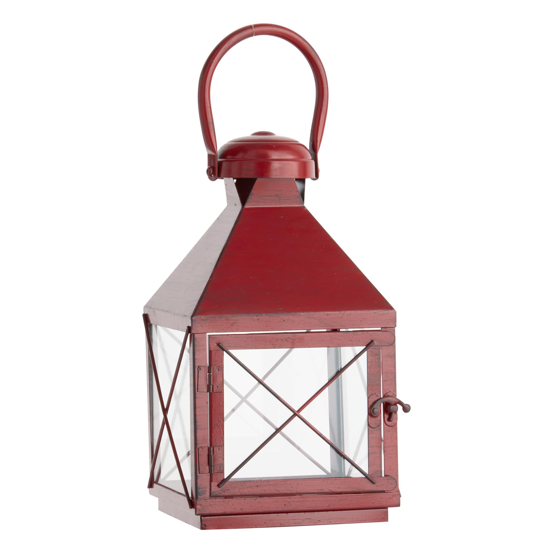 Red Metal Lantern, 11"