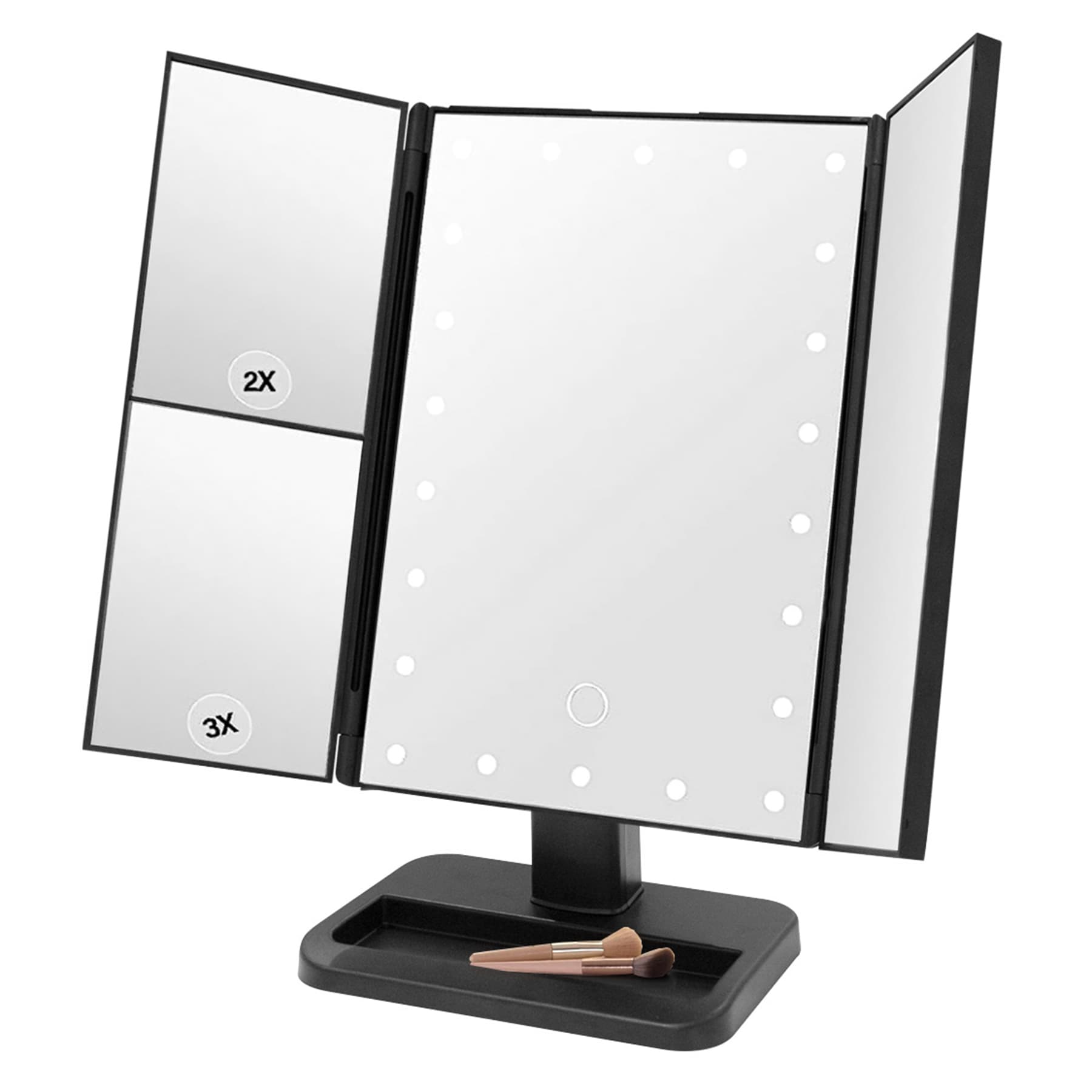 Black LED Trifold Mirror, 11"