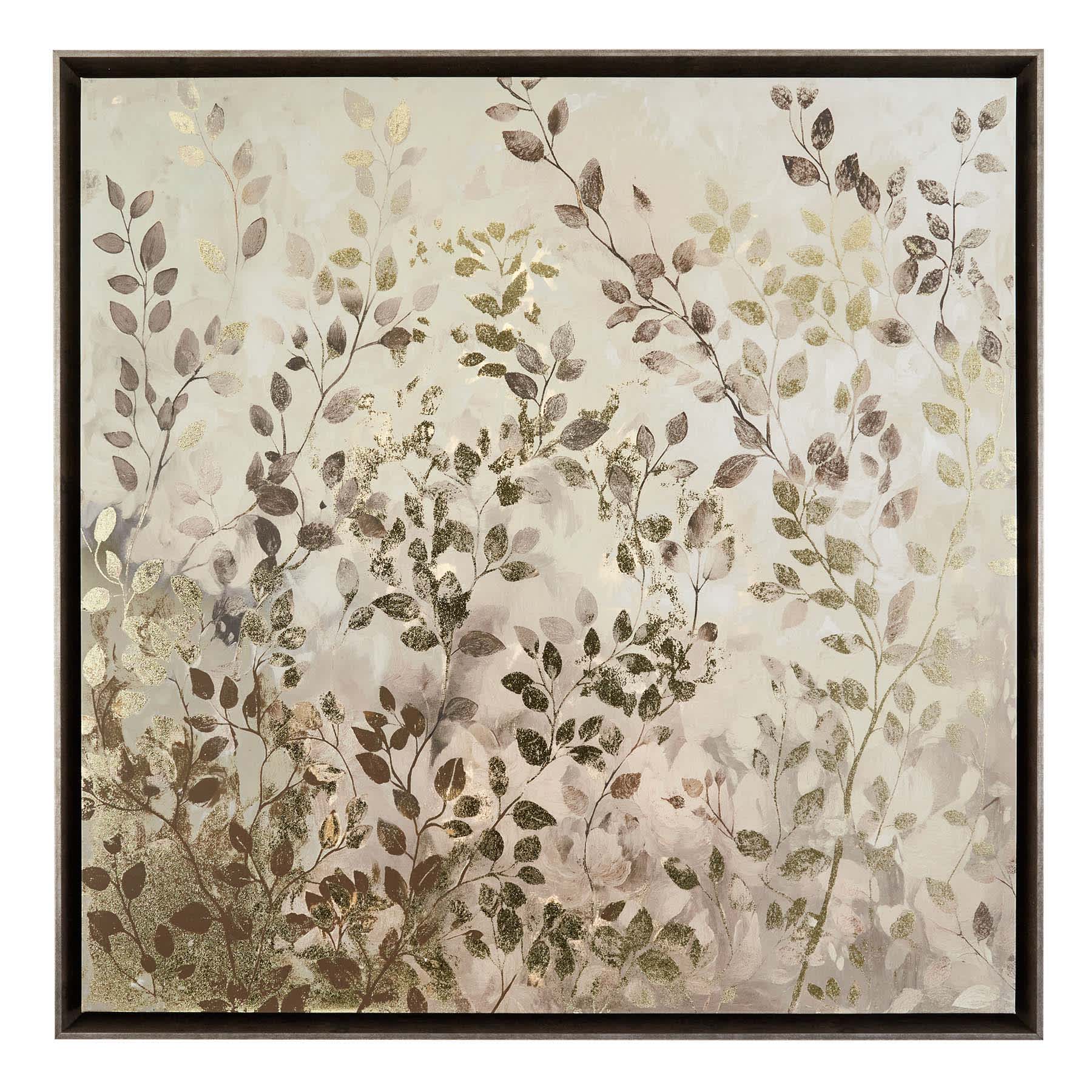 Framed Gold Leaf Canvas Wall Art, 40"