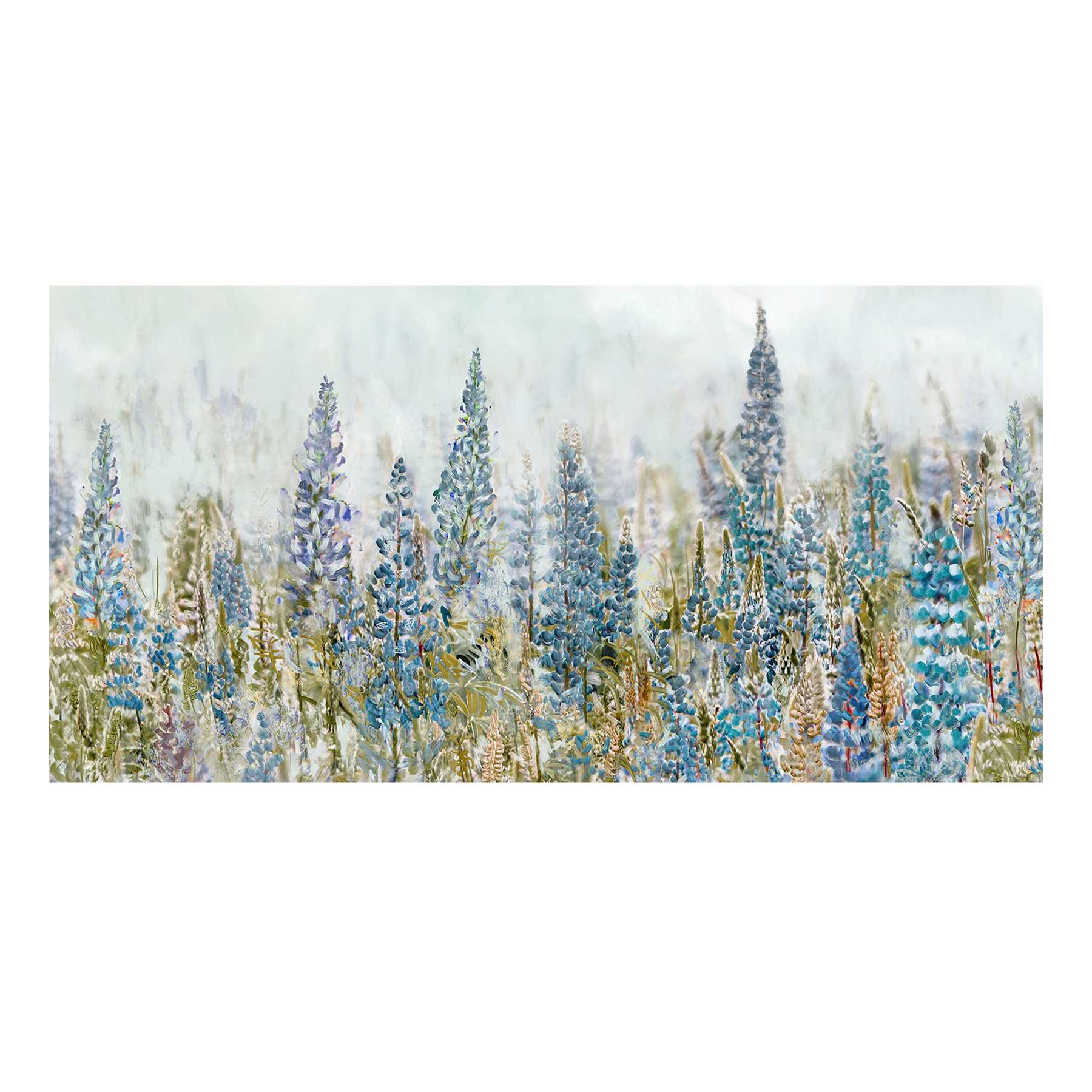 Blue Floral Canvas Wall Art, 40x20