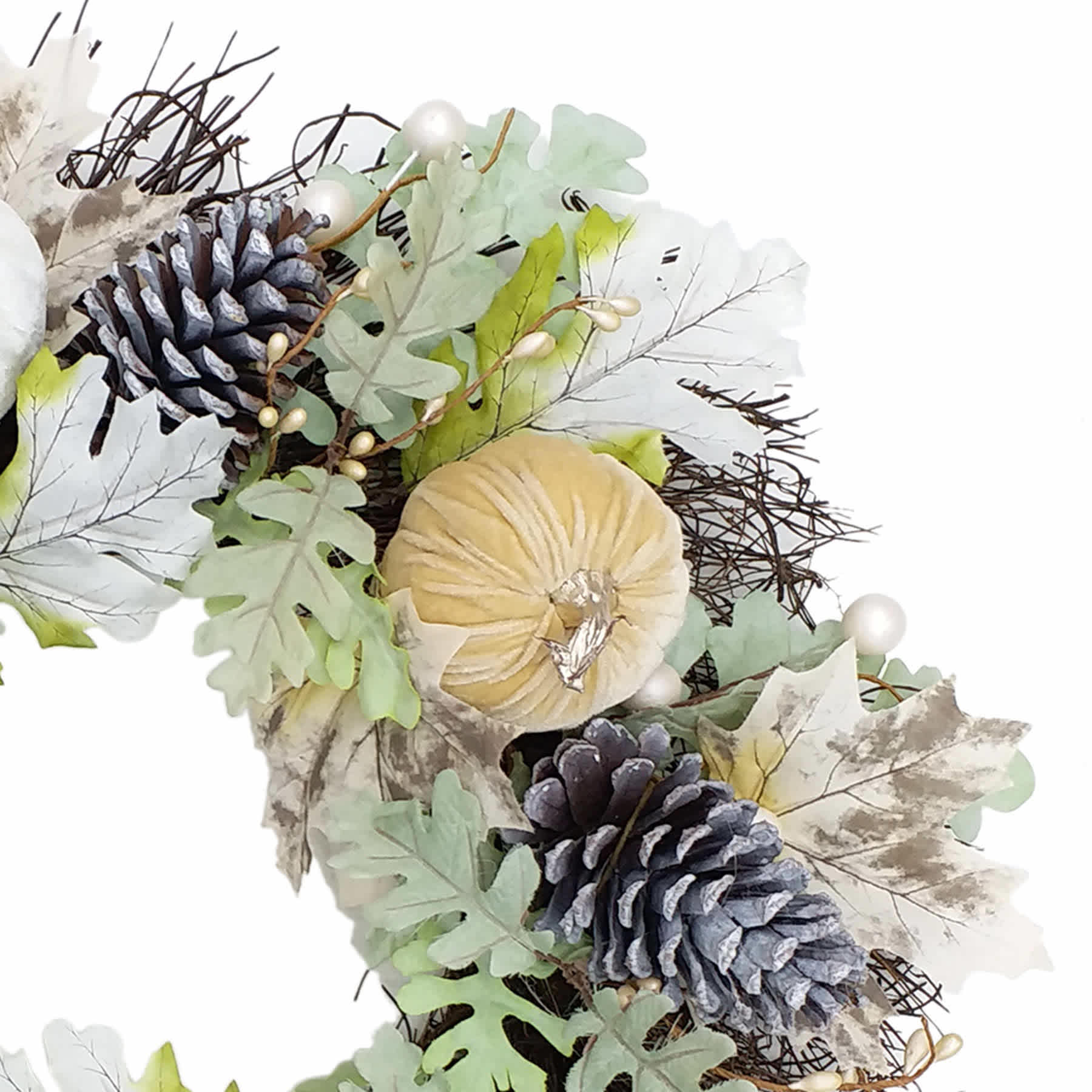 Velvet Pumpkin, Pinecone & Berry Spiral Vine Wreath, 24"
