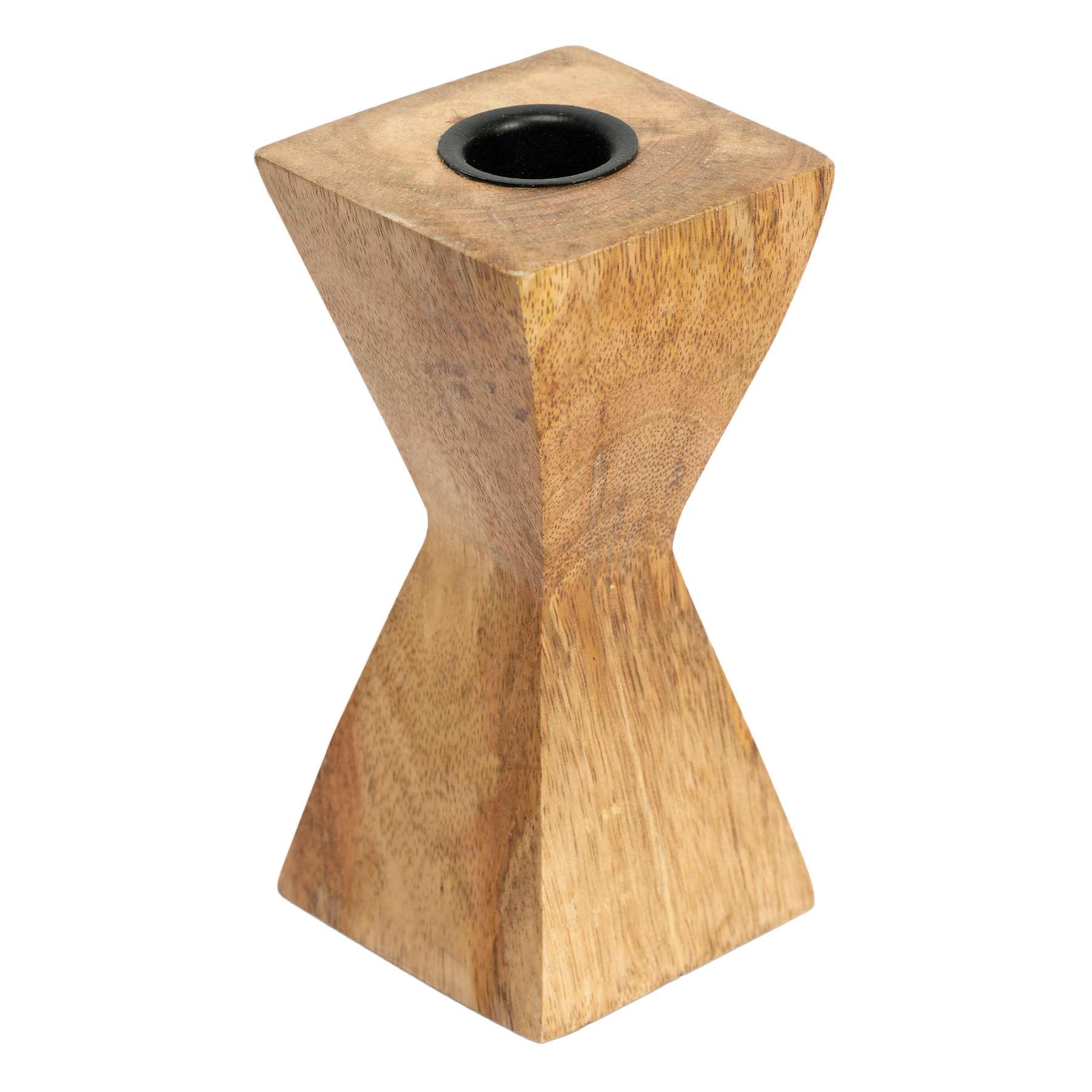 Natural Wooden Taper Candle Holder, 5"