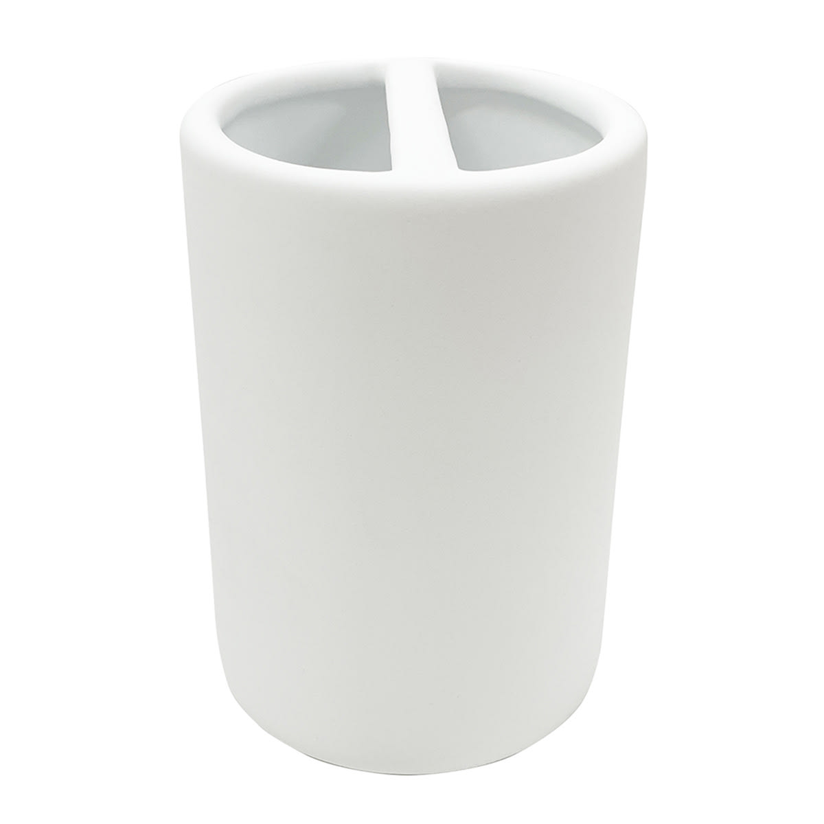Soho White Soft Touch Ceramic Toothbrush Holder, 4.8"