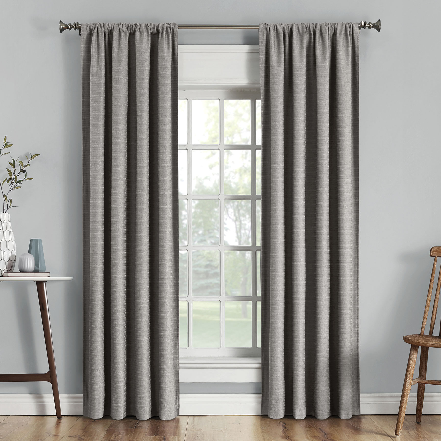 Sun Zero Soraya Grey Thermal Lining Blackout Curtain Panel, 84"