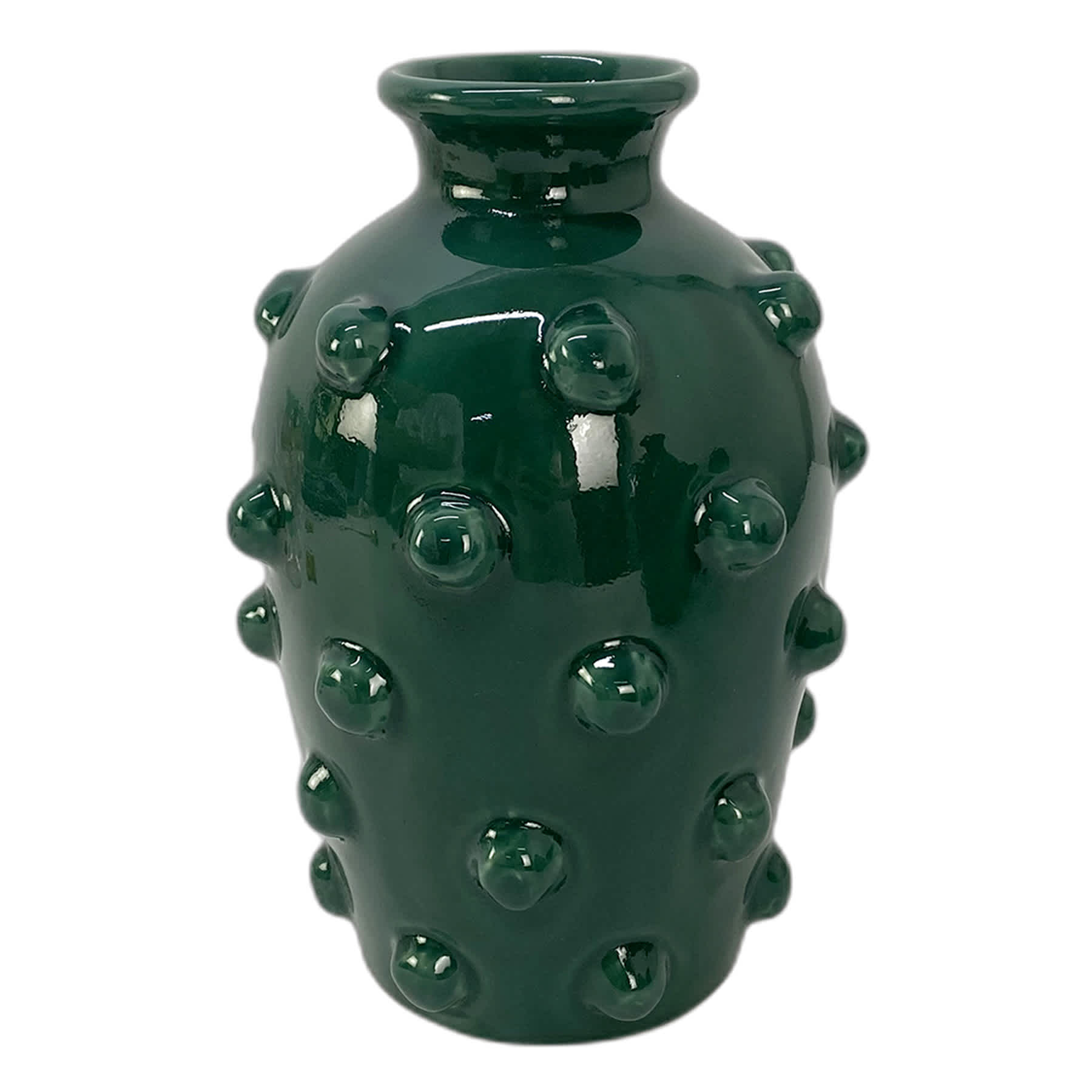 Found & Fable Green Bubble Ceramic Vase, 10.5"