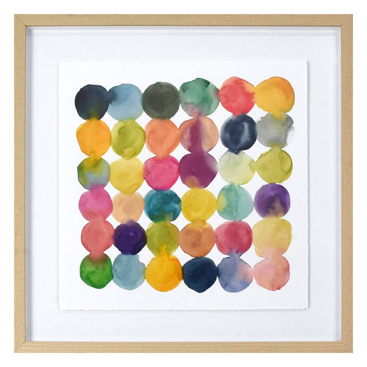 Glass Framed Colorful Circles Print Wall Art, 21"