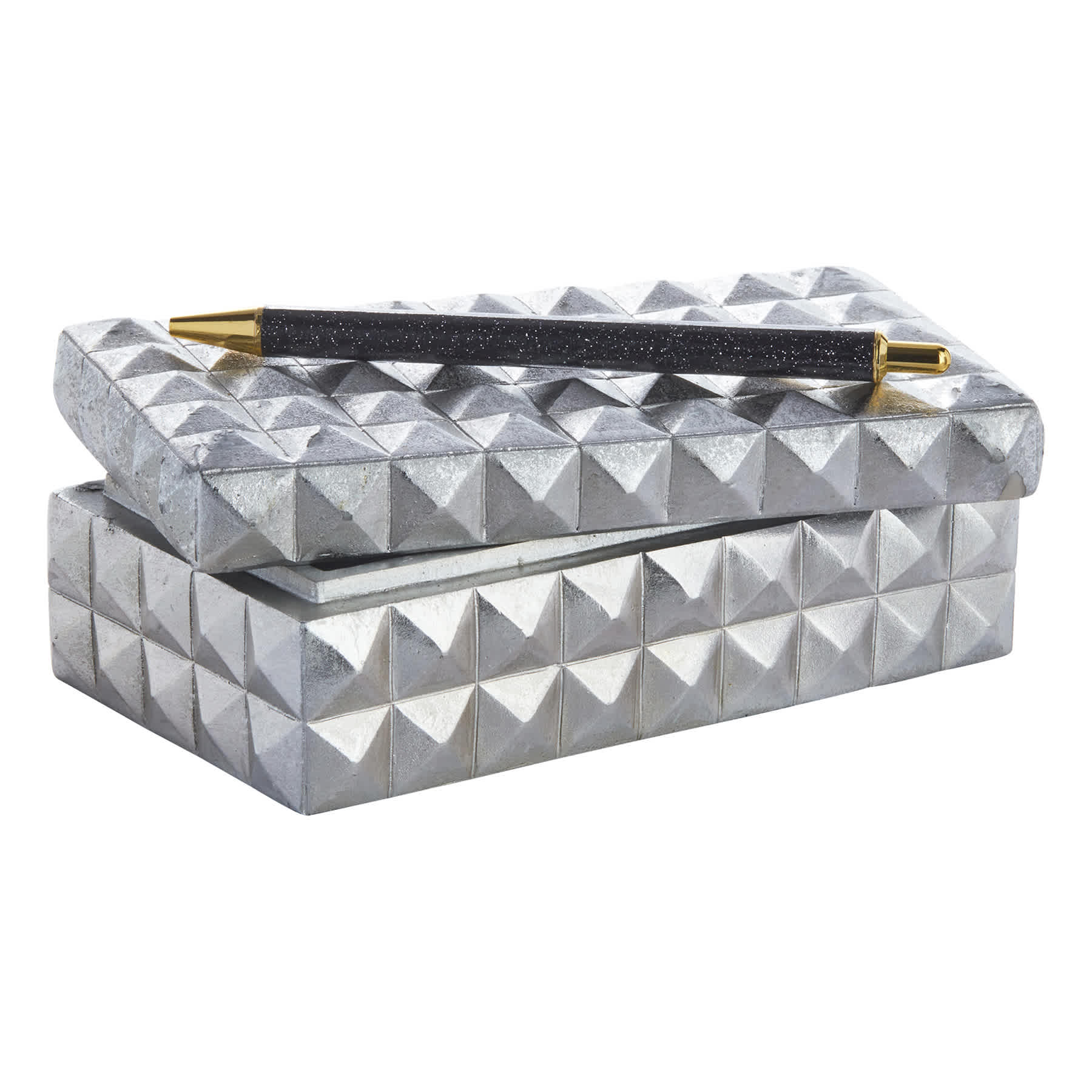 Silver Foiled Spiked Decorative Box, 7x3