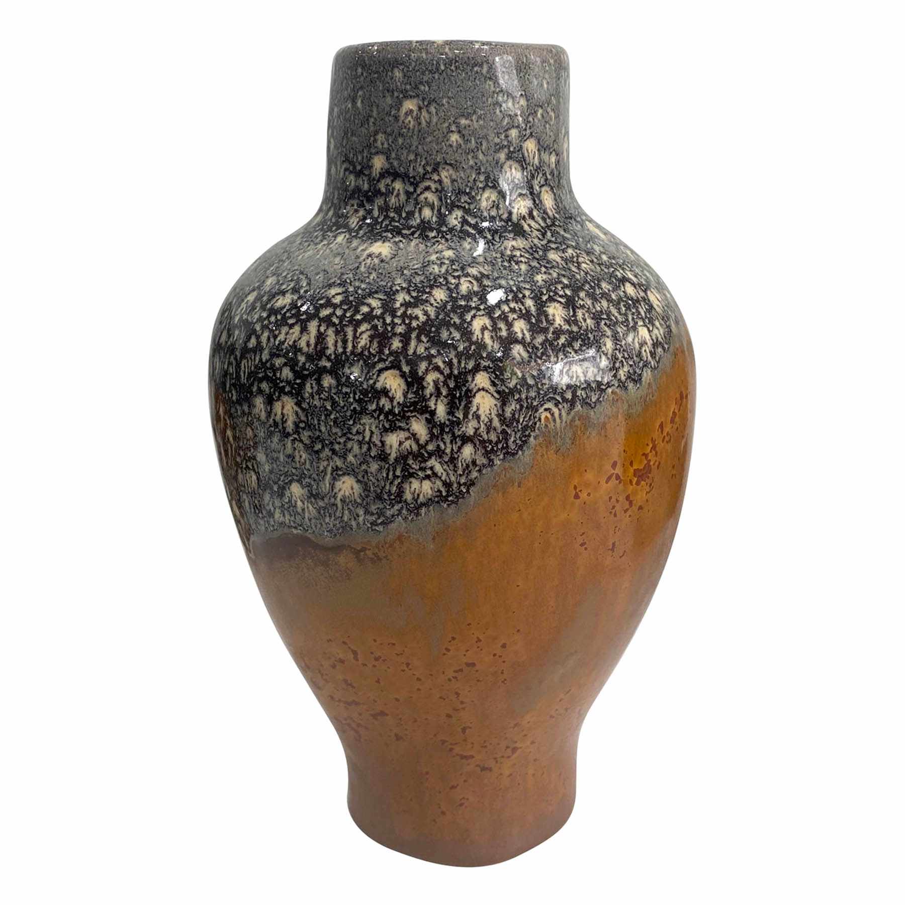 Black & Brown Roman Earth Shanghai Ceramic Vase, 8.7"